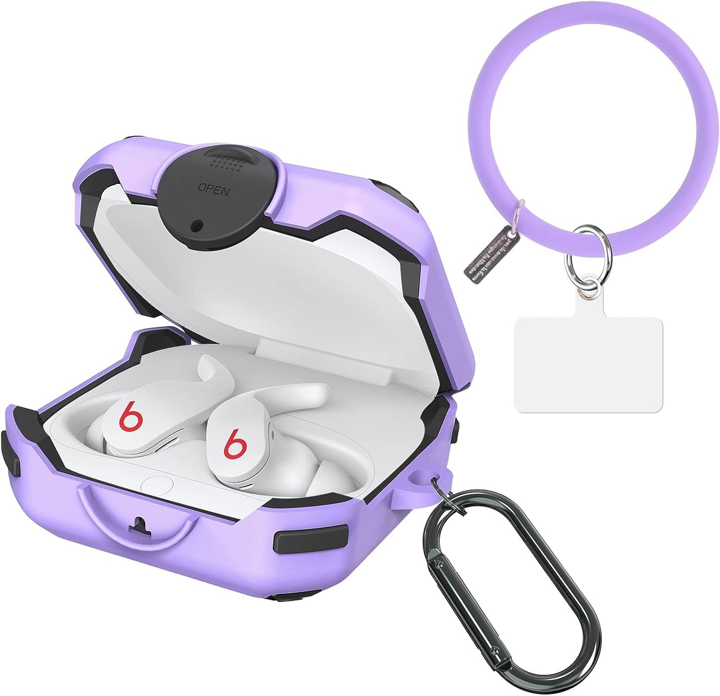 AIBEAMER Beats Fit Pro Case Cover [Secure Lock], Protector Compatible with Beats Fit Pro 2021 with Switch Lock/Keychain/Silicone Anti-Drop Bracelet (Red)  AIBEAMER Purple  