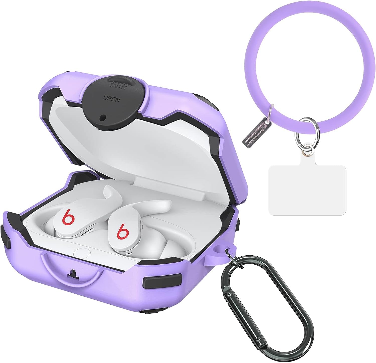 AIBEAMER Beats Fit Pro Case Cover [Secure Lock], Protector Compatible with Beats Fit Pro 2021 with Switch Lock/Keychain/Silicone Anti-Drop Bracelet (Red)  AIBEAMER Purple  