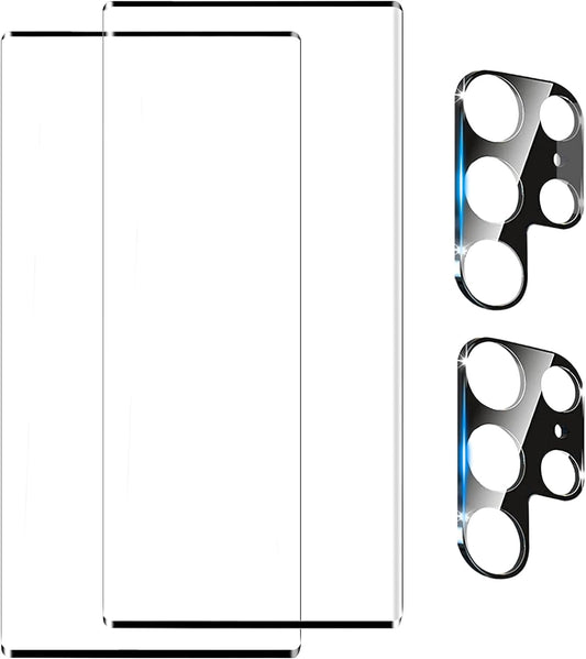 [2+2 Pack] Galaxy S22 Ultra Screen Protector, 9H Tempered Glass,3D Curved, HD Clear Scratch Resistant for Samsung Galaxy S22 Ultra Glass Screen Protector  letosan   