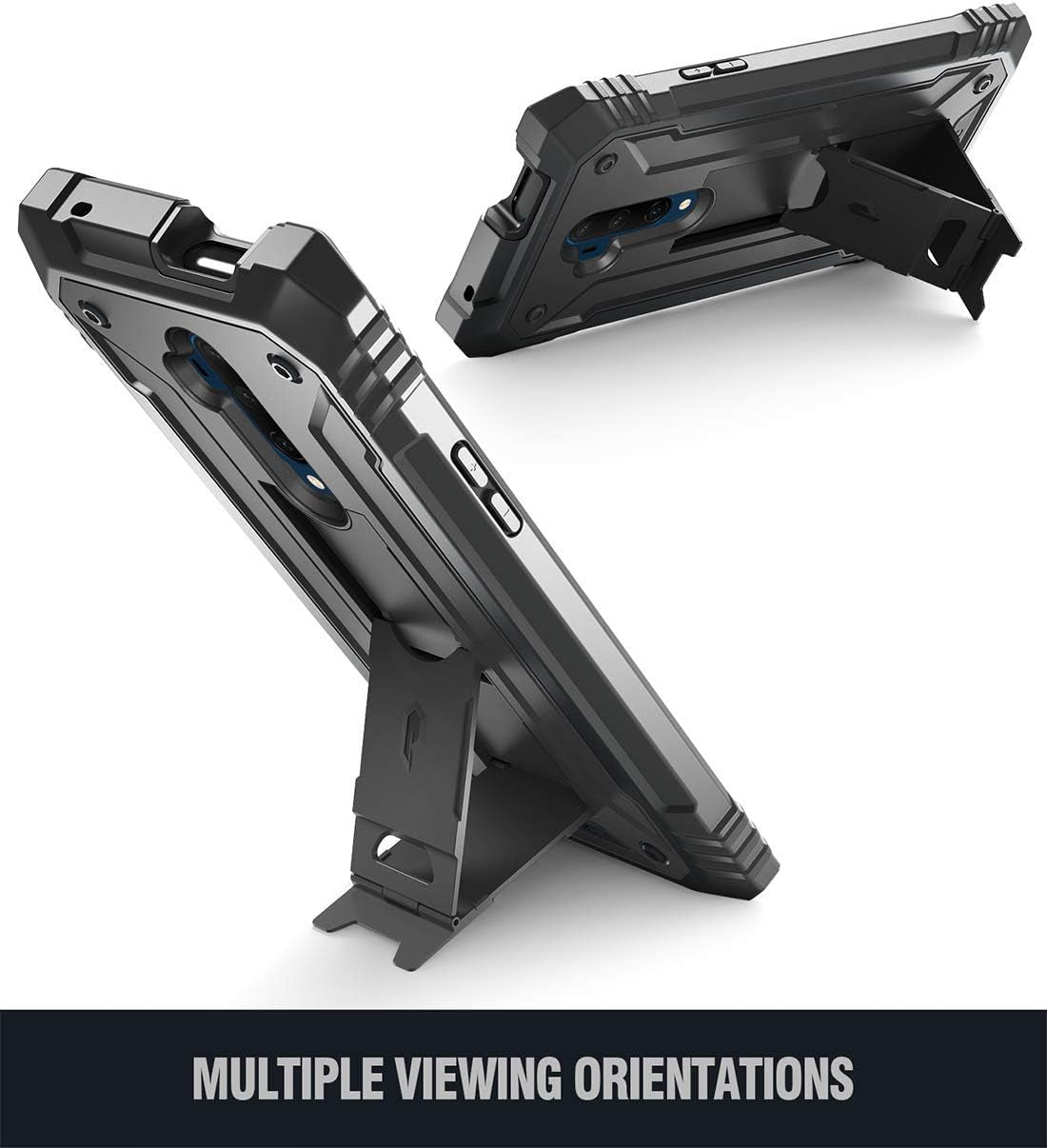 Poetic Revolution Series Designed for Oneplus 7T Pro/Oneplus 7 Pro, Full-Body Rugged Dual-Layer Shockproof Protective Cover with Kickstand and Built-In-Screen Protector, Black  Poetic   