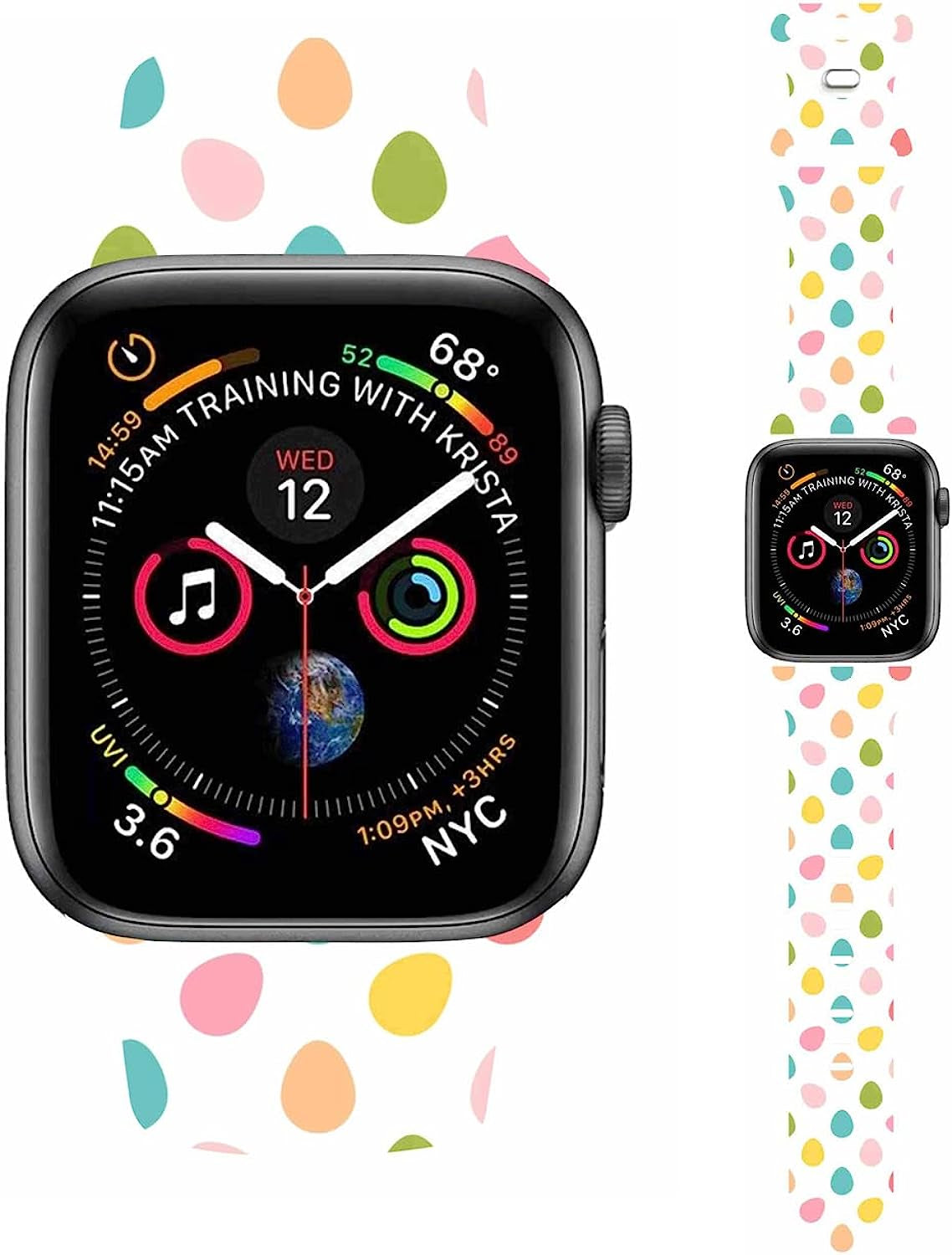 Easter Theme Bunny Rabbit Eggs Pattern Bands Compatible with Apple Watch 38Mm 40Mm 41Mm 42Mm 44Mm 45Mm 49Mm, Soft Silicone Sports Wristband Strap for Iwatch SE & Series 8/7/6/5/4/3/2/1  HYHMXB 13.Color 13 42mm/44mm/45mm M/L 