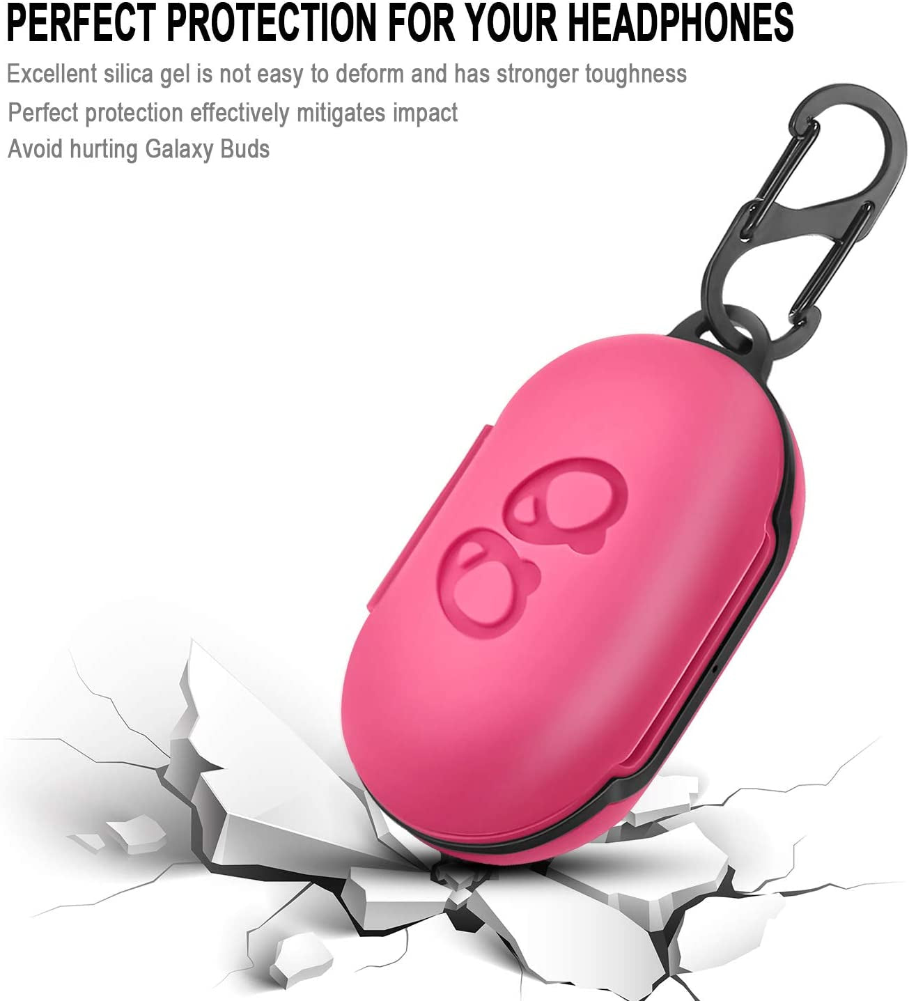 Lizhi Case for Samsung Galaxy Buds + plus (2020) / Galaxy Buds (2019), Galaxy Earbuds Silicone Skin Cover Shock-Absorbing Protective Case with Keychain, Hot Pink  LiZHi   