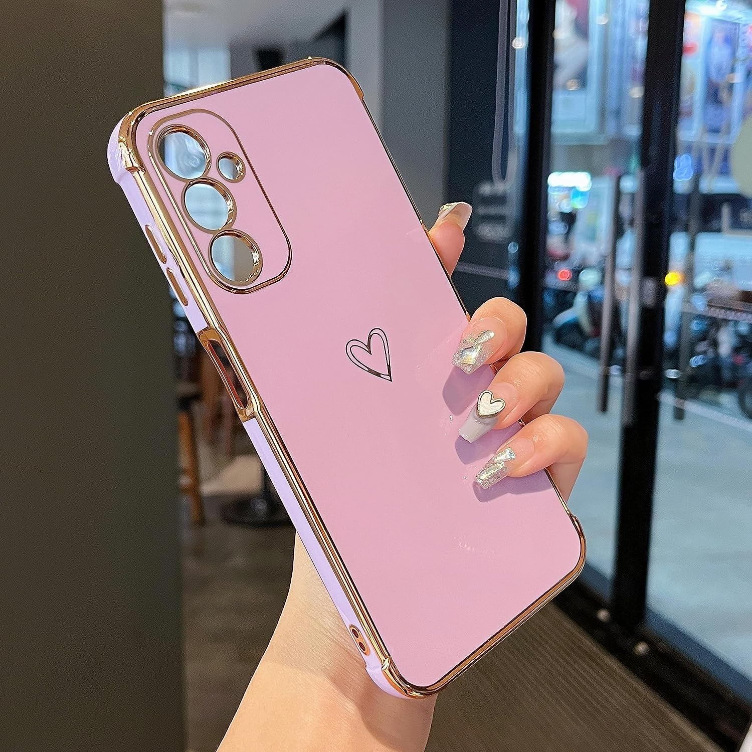 ZTOFERA Samsung Galaxy A14 5G Case,Cute Plating Edge Love Hearts Pattern with Camera Lens Protection Phone Cover for Galaxy A14 6.6",Purple  ZTOFERA   