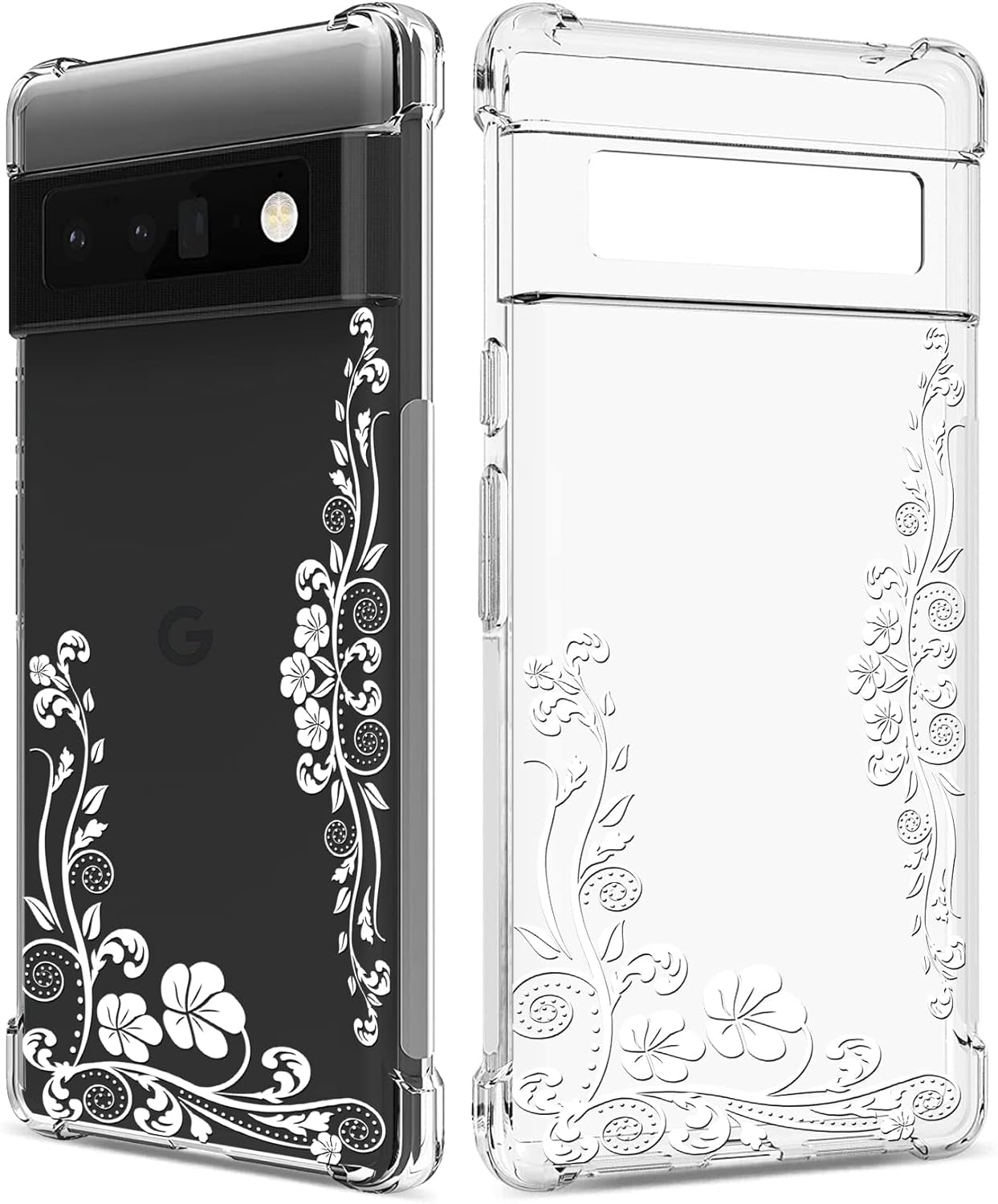 GREATRULY Floral Clear Case for Pixel 6 Pro for Women/Girls,Pretty Phone Cover for Google Pixel 6 Pro,Flower Design Slim Soft Transparent Drop Proof TPU Protective Silicone Bumper Shell,Fl-T  GREATRULY Fl-12 Clear Only For Google Pixel 6 Pro 
