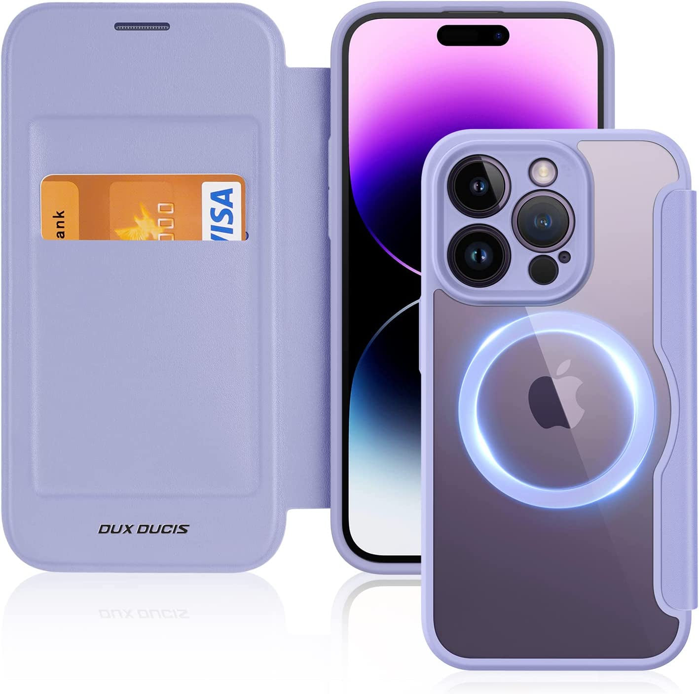 Case for Iphone 14 Pro Max Case Wallet Compatible with Magsafe, Shockproof Full Protective Flip Folio Wallet Case with RFID Blocking Card Slot PU Leather Cover for Iphone 14 Pro Max 6.7"  DUX DUCIS Purple iPhone 14 Pro 