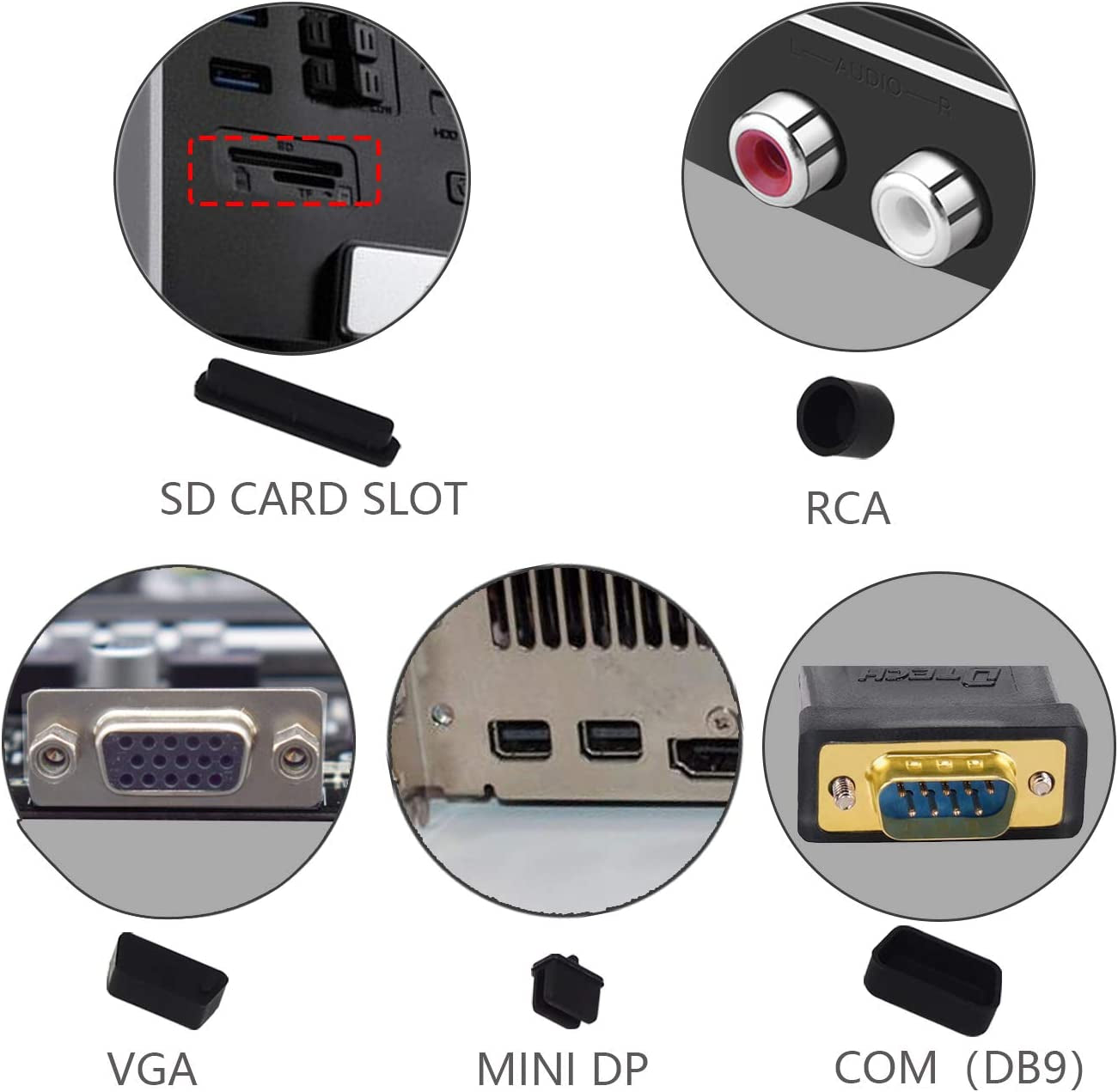 Anti Dust Plug,Hfeix Silicone Cap Computer Port Cover PC Interface Stopper Socket Protecor Kit Black (Black 44)  HFEIX   