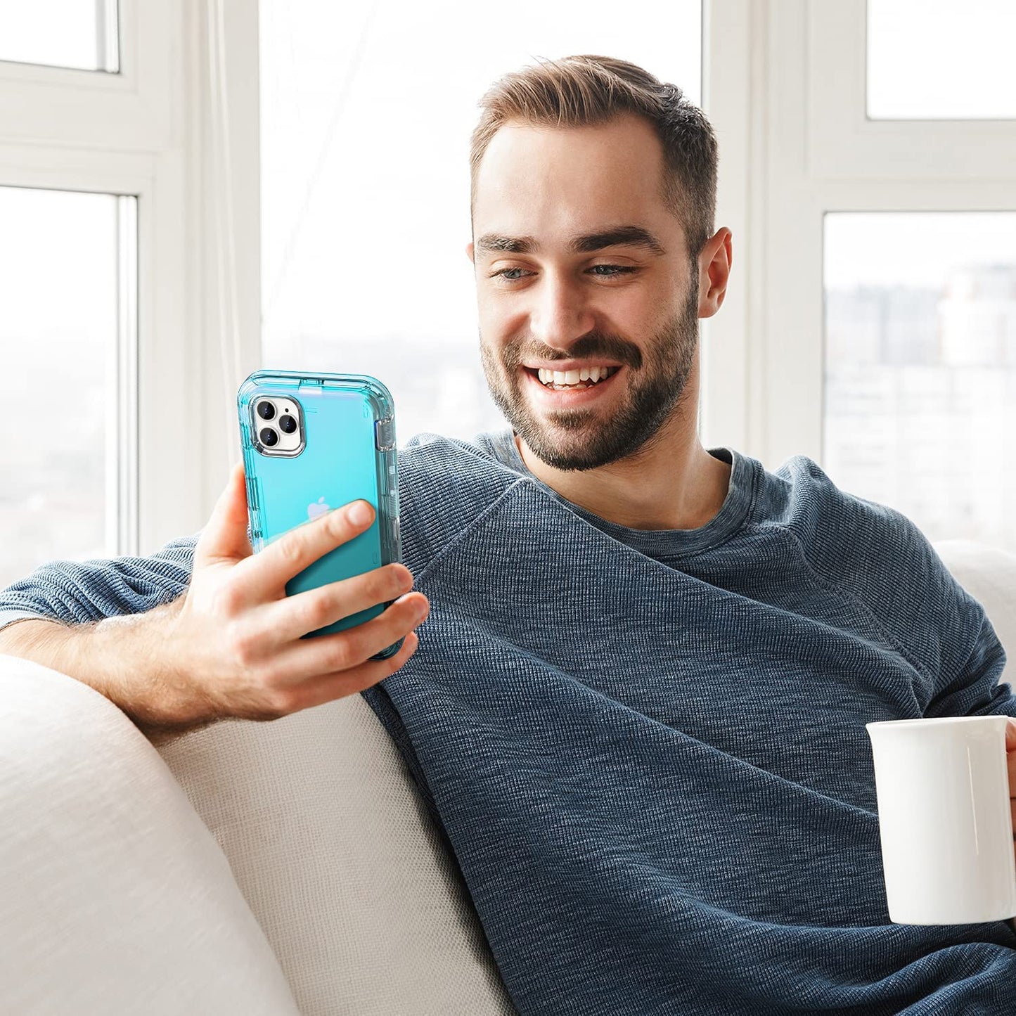 Oribox Case for Iphone 13, Heavy Duty Shockproof Anti-Fall Clear Case,Crystal Blue  ORIbox   