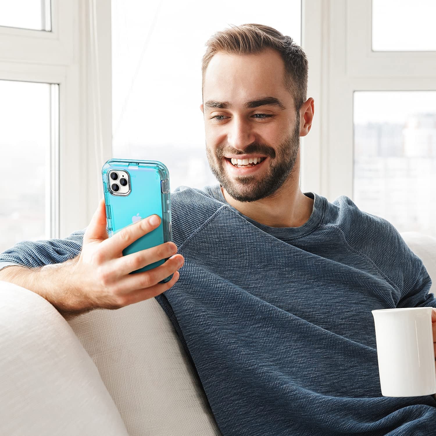 Oribox Case for Iphone 13, Heavy Duty Shockproof Anti-Fall Clear Case,Crystal Blue  ORIbox   