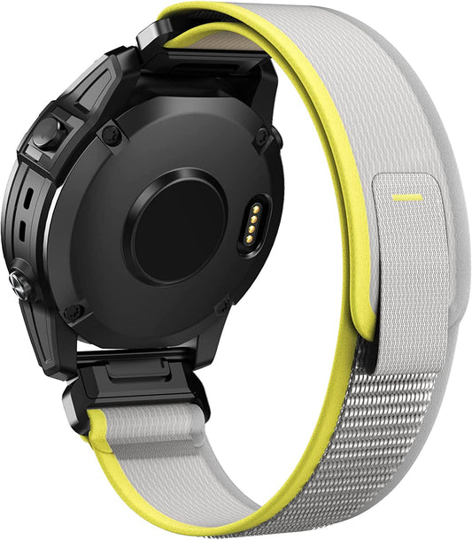 ANCOOL Fenix 7X/6X/5X Band, 26Mm Easy Fit Nylon Straps Compatible for Garmin Fenix 3/5X Plus/6X Pro/Tactix Delta/Enduro 2 Bands（Yellow/White）  ANCOOL   