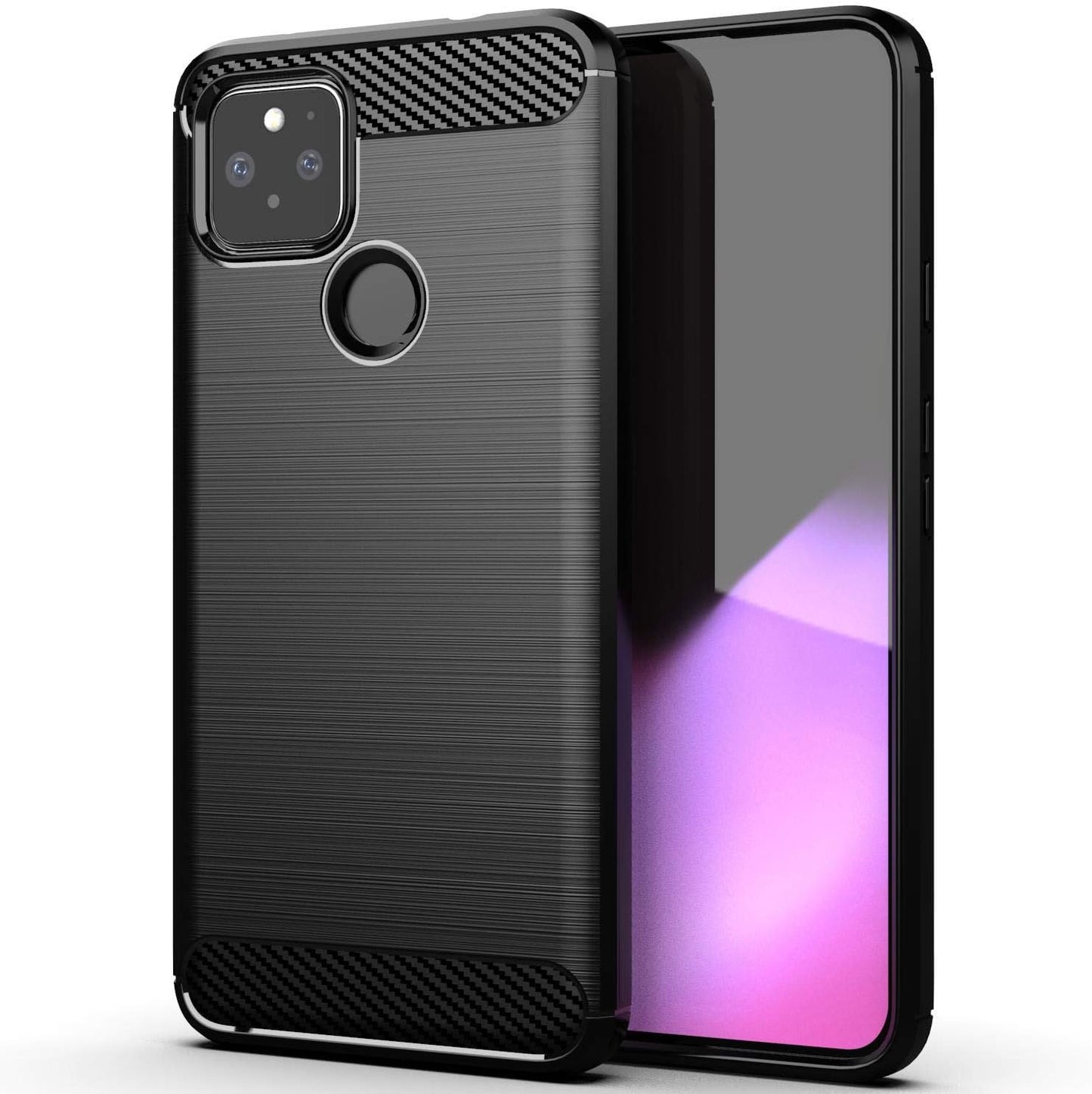 Vultic [Carbon Fiber Case for Google Pixel 4A (5G)(6.2"), Durable [Shock Absorption] Slim TPU Matte Lightweight Bumper Cover (Grey)  Vultic Black Google Pixel 4A (5G) 6.2" 