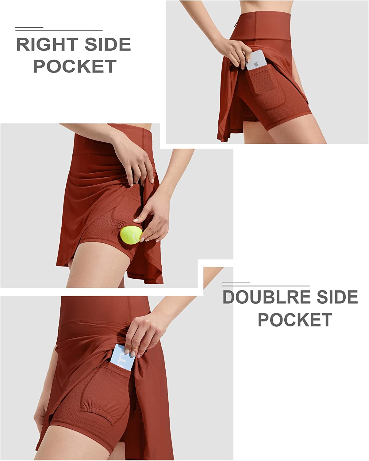 ZUTY 18" High Waisted Tennis Skirt for Women Skorts Skirts with Pockets Casual Modest Long Golf Athletic Running  ZUTY   