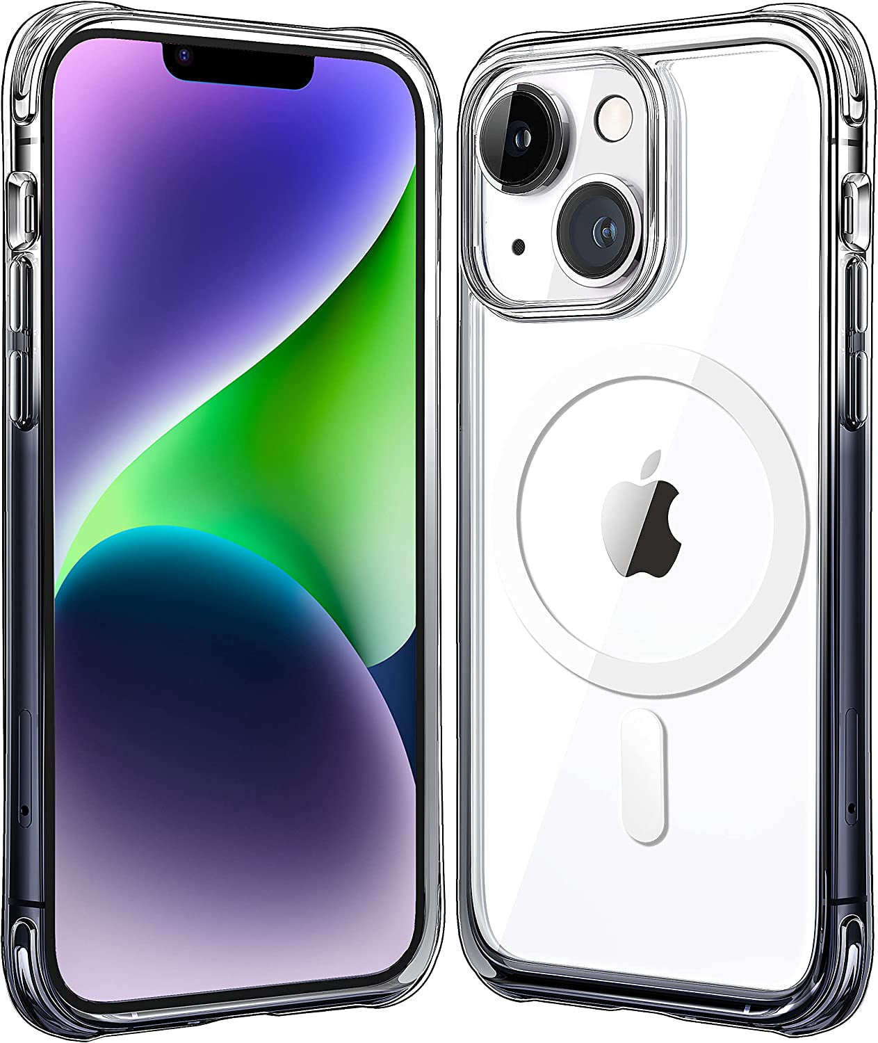 Mkeke for Iphone 14 Case Magsafe, Apple Iphone 13 Case Clear Magsafe with Magnetic [Military Grade Protection], Slim Clear Phone Cases for Both Iphone 13 / Iphone 14 Cover  Shenzhen Make Technology Company Limited Black Clear  