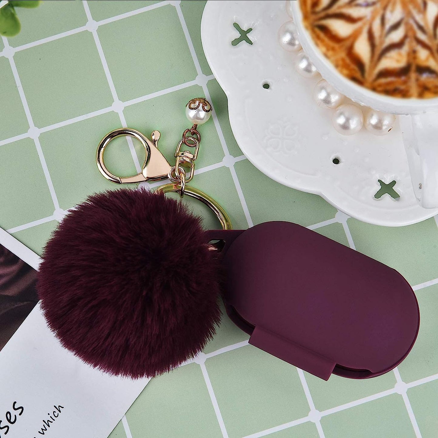 Filoto Silicone Case for Samsung Galaxy Buds plus Case/Galaxy Buds Case with Pom Pom Keychain Protective Cover Galaxy Earbuds Accessory (Burgundy)  Kerle   