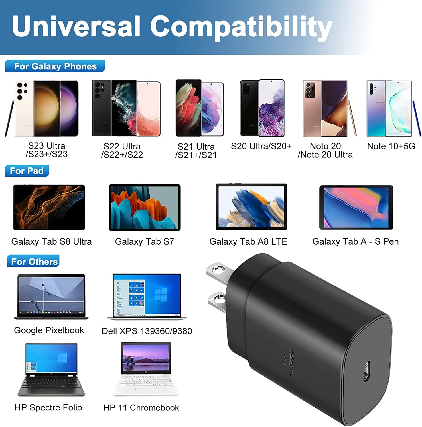 Super Fast Charger Type C, 25W USB C Wall Charger for Samsung Galaxy S23 Ultra/S23/S23+/S22/S22 Ultra/S22+/S21 Ultra/S20 Ultra/Note 20/Note 10/Z Fold 3 with 10FT Cable 2Pack  SHENZHEN XUAN YANG TECHNOLOGY CO LTD   