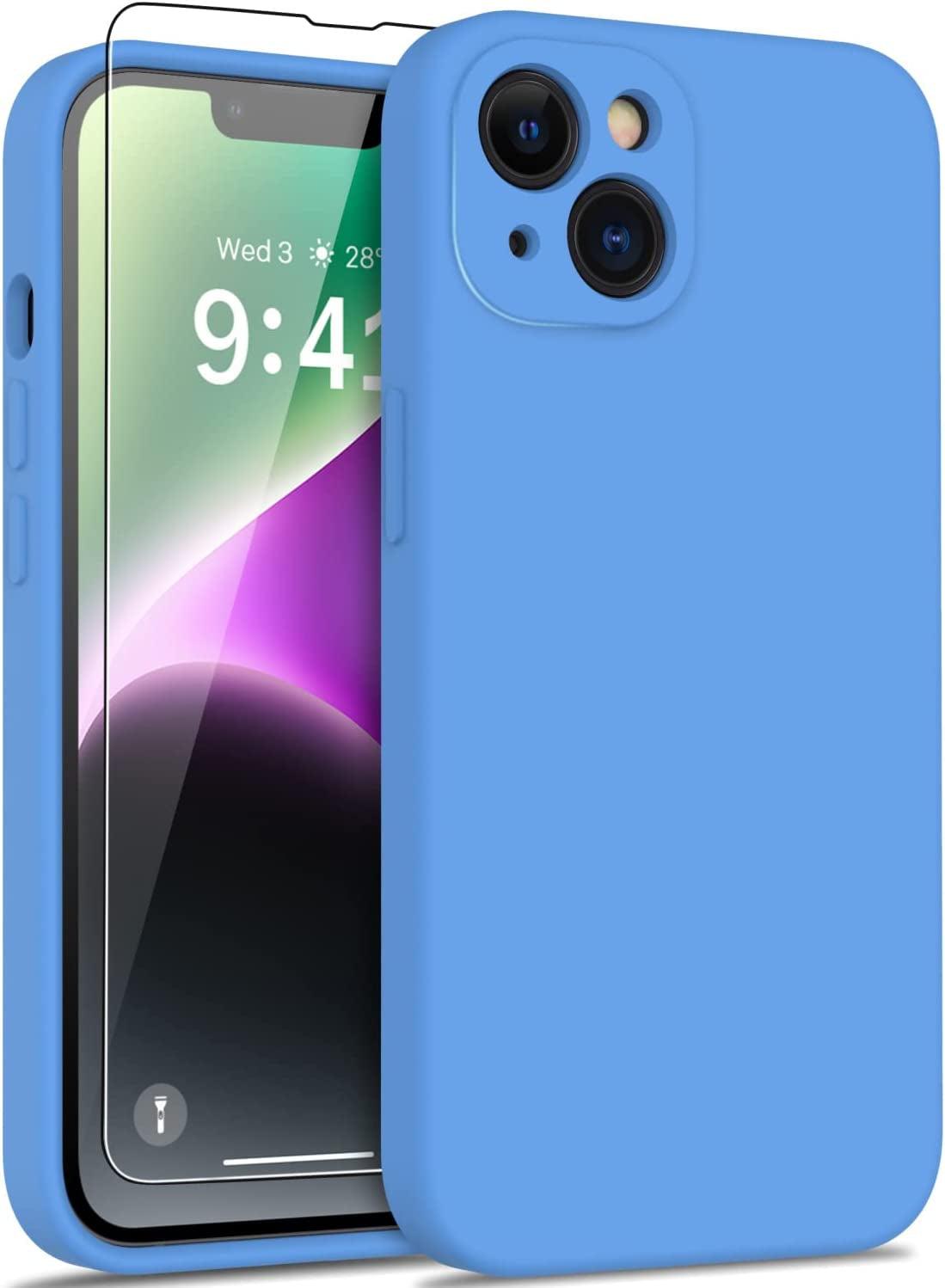 DEENAKIN Iphone 14 Case with Screen Protector,Enhanced Camera Cover,Passing 16Ft Drop Tested Soft Silicone Gel Rubber,Slim Fit Protective Phone Case for Iphone 14 6.1" Baby Pink  DEENAKIN Sky Blue  