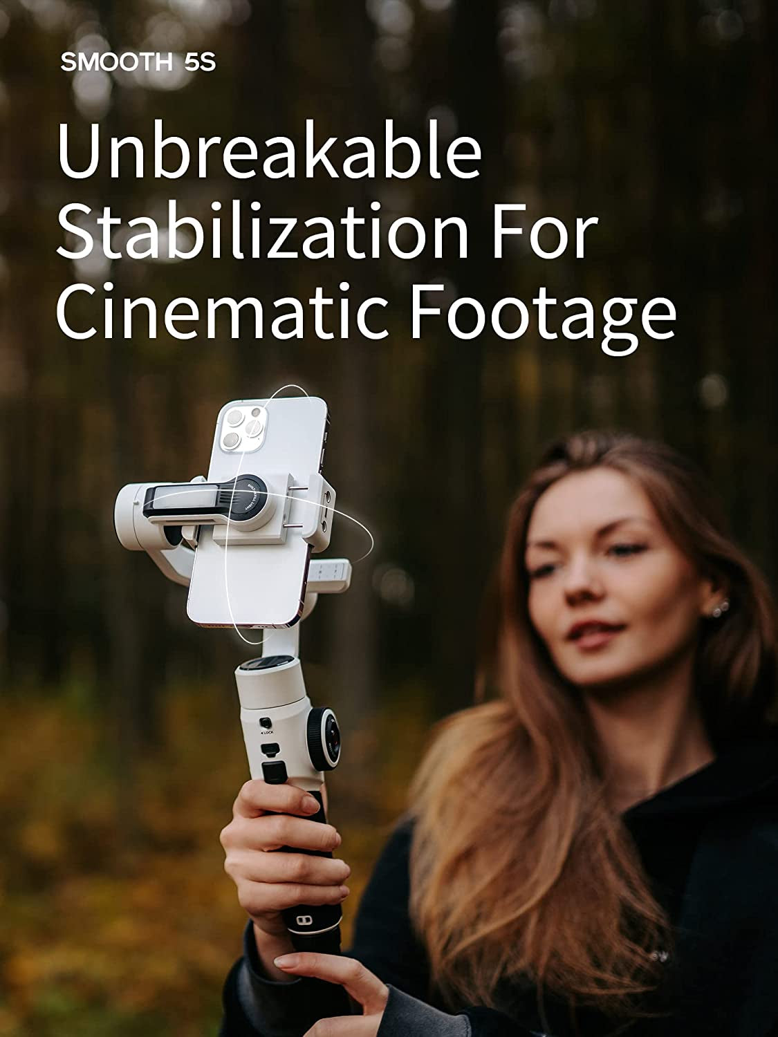 Zhiyun Smooth 5S Gimbal Stabilizer, Upgraded Smooth 5 Phone 3-Axis Handheld Smartphone Gimbal for Iphone Android with Bulit in Fill Light, Grip Tripod (White)  ZHIYUN   