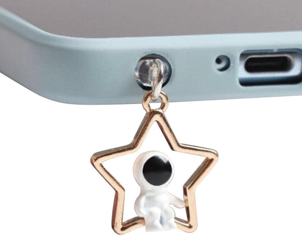 Astronaut Dust Plug Charm Cute Charge Port anti Dust Plug Kawaii USB Type C Plug for Earphone Jack Stopper Cap Penda X5M2  Generic Star Astronaut 3.5mm 