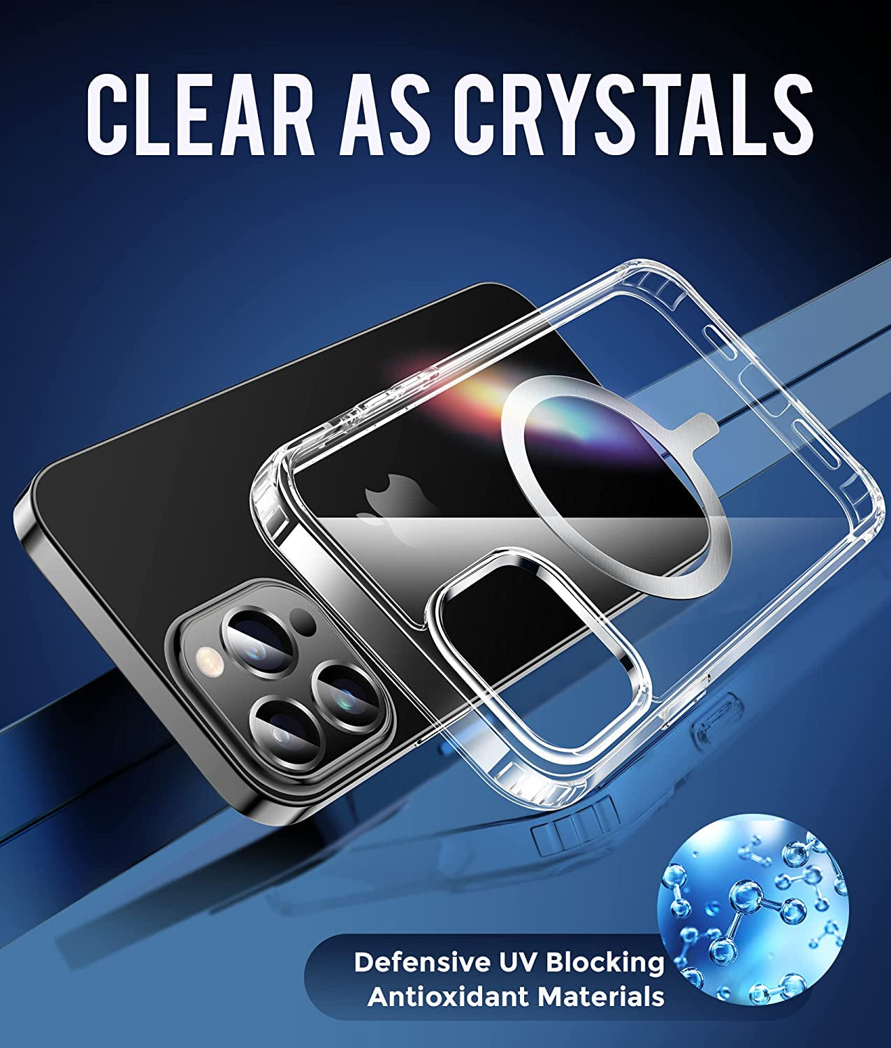 Shields up Designed for Iphone 14 Pro Wallet Case with Card Holder Magnetic [3 Cards] Compatible with Magsafe, Crystal Clear [Anti-Yellowing Technology] Slim Shockproof Protective Cover - Clear  Shields Up inc   