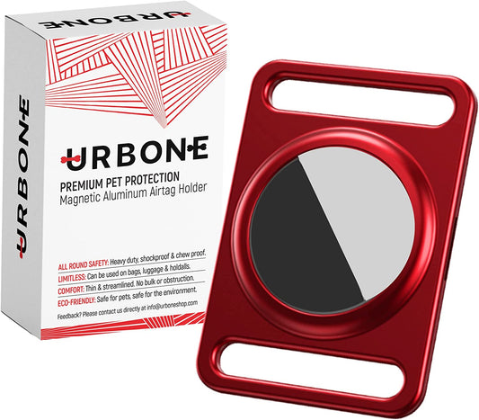 Urbone Airtag Dog Collar Holder - Premium Durable Air Tag Case Dog Trackers for Apple Iphone - Apple Airtag for Pets Dog Walking Accessories & Dog Essentials, Red  Urbone   