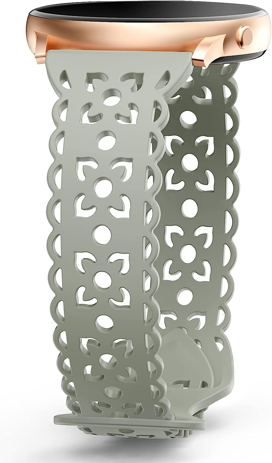 20Mm Lace Silicone Band Compatible with Samsung Galaxy Watch 4 Band 40Mm 44Mm,Galaxy Watch 4 Classic Band 42Mm 46Mm,Galaxy Watch 5 Bands,Slim Sport Strap Replacement Band for Galaxy Watch 4/5 Women  HEARTBOOM Gray 20MM 