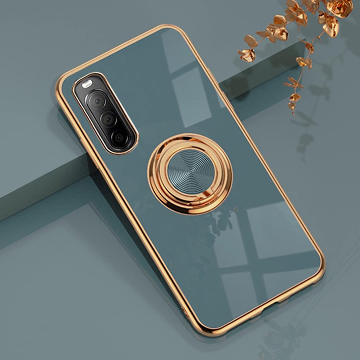 Yarxiawin Compatible with Sony Xperia 10 IV Case Ring Holder Magnet Silicone, Sony Xperia 10 IV Phone Case Silicone Thin White Cover Black 360° Rotatable Metal Kickstand (Gray)  Yarxiawin   