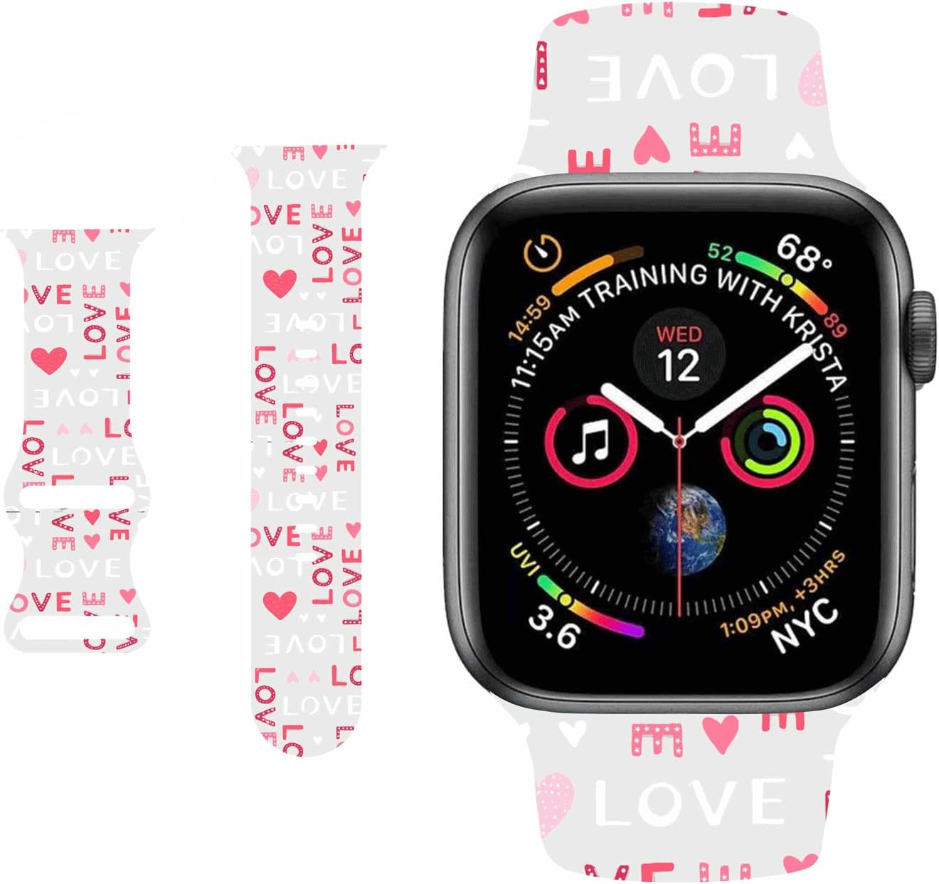HYHMXB Sweet Lover Valentine'S Day Watch Bands Compatible with Apple Watch 38Mm 40 Mm 41Mm, Fresh Breathable Soft Silicone Wristband Strap for Girls Women Iwatch SE & Series 7/6/5/4/3/2/1 (Color 7)  HYHMXB Color 12 38/40/41mm 