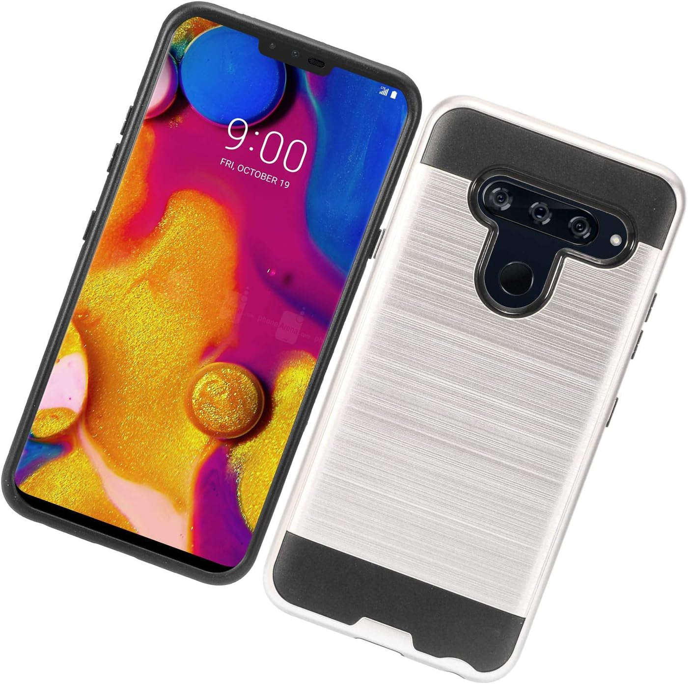 Eaglecell - Compatible with LG V40 Thinq - Brushed Style Hybrid Case - CS3 Silver  Eaglecell   