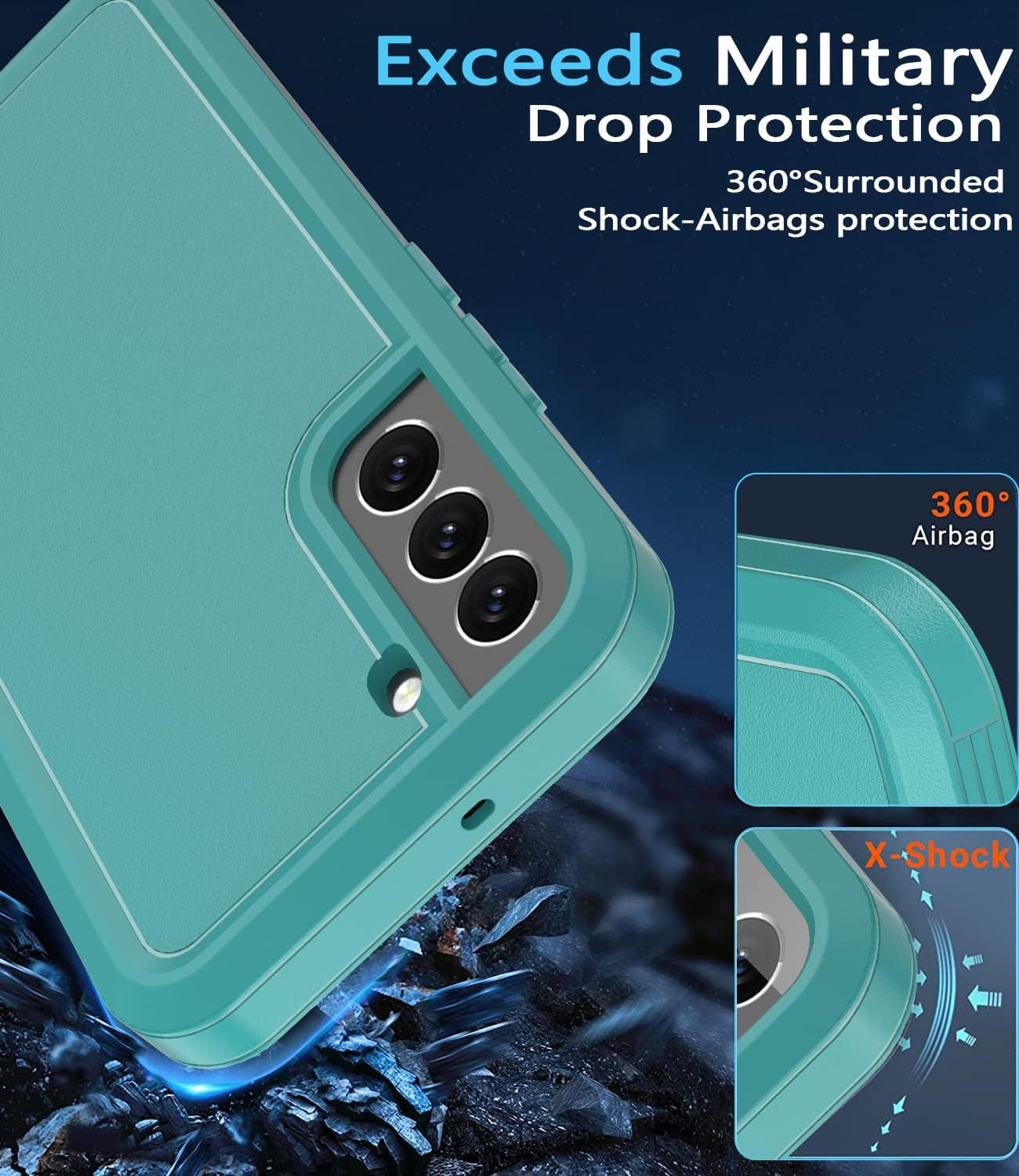 Guirble for Samsung Galaxy S22 plus Case,[Built in Screen Protector][Shockproof][Dropproof] Samsung S22 plus Case,Full-Body Rugged Military Grade Protective for S22 plus 5G Case 6.6 In(Teal)  Guirble   