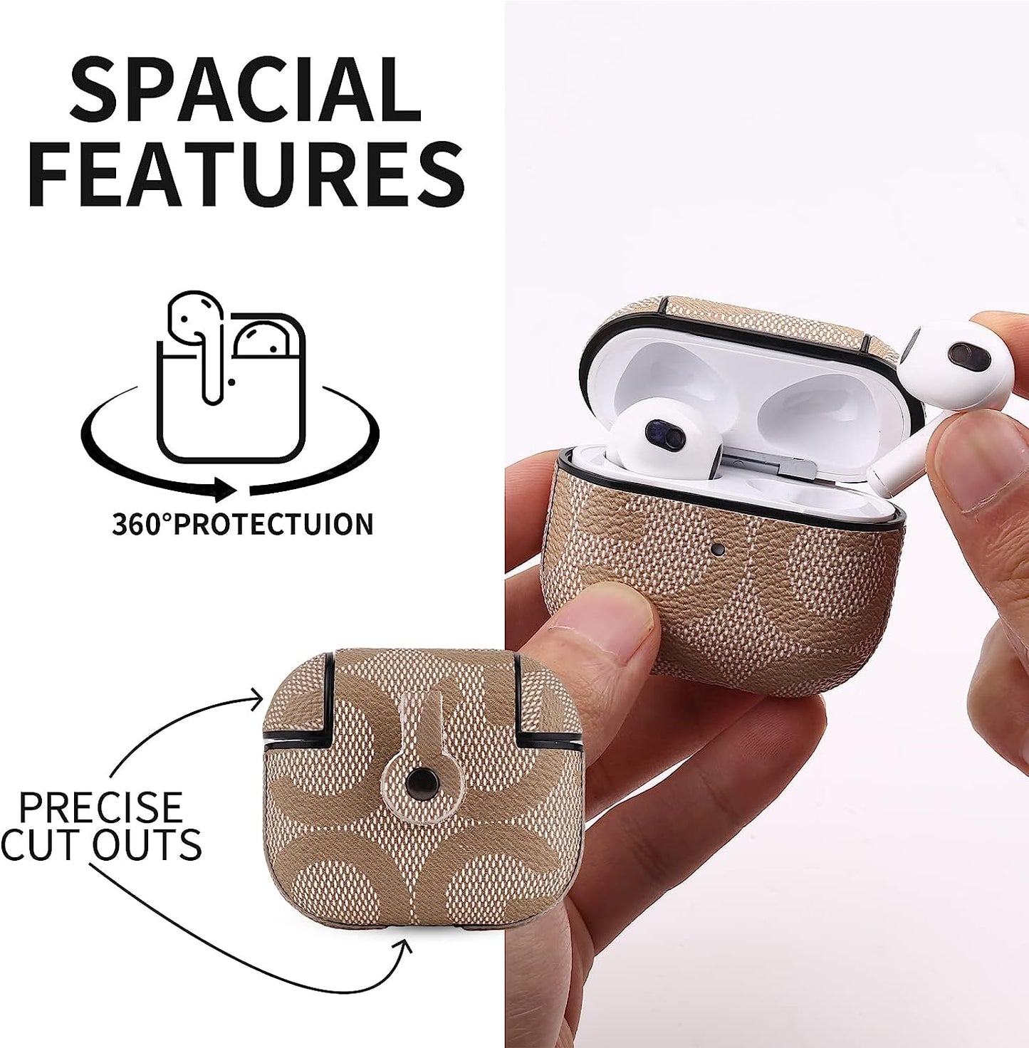 Raimot Airpods 3Rd Leather Elegant Case with Keychain Fully Protective Case for Airpods Accessories Gifts (Airpods 3Rd)  Raimot   