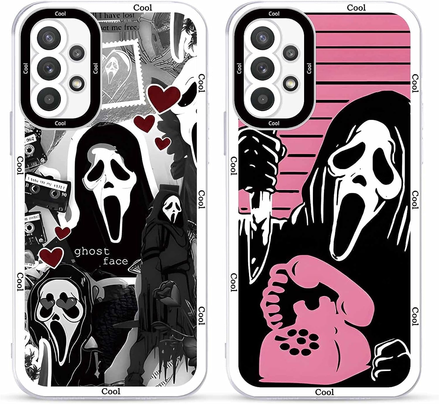 2 × Phone Case for Samsung Galaxy S20/S11E Case Clear 6.2",Scream Horror Movie Printed, Cute Skull Pattern Design Transparent Cases for Women Men Girls, Soft TPU Funda for Samsung S20/S11E,Ghost Face  DZY US Samsung Galaxy A32 (4G)  