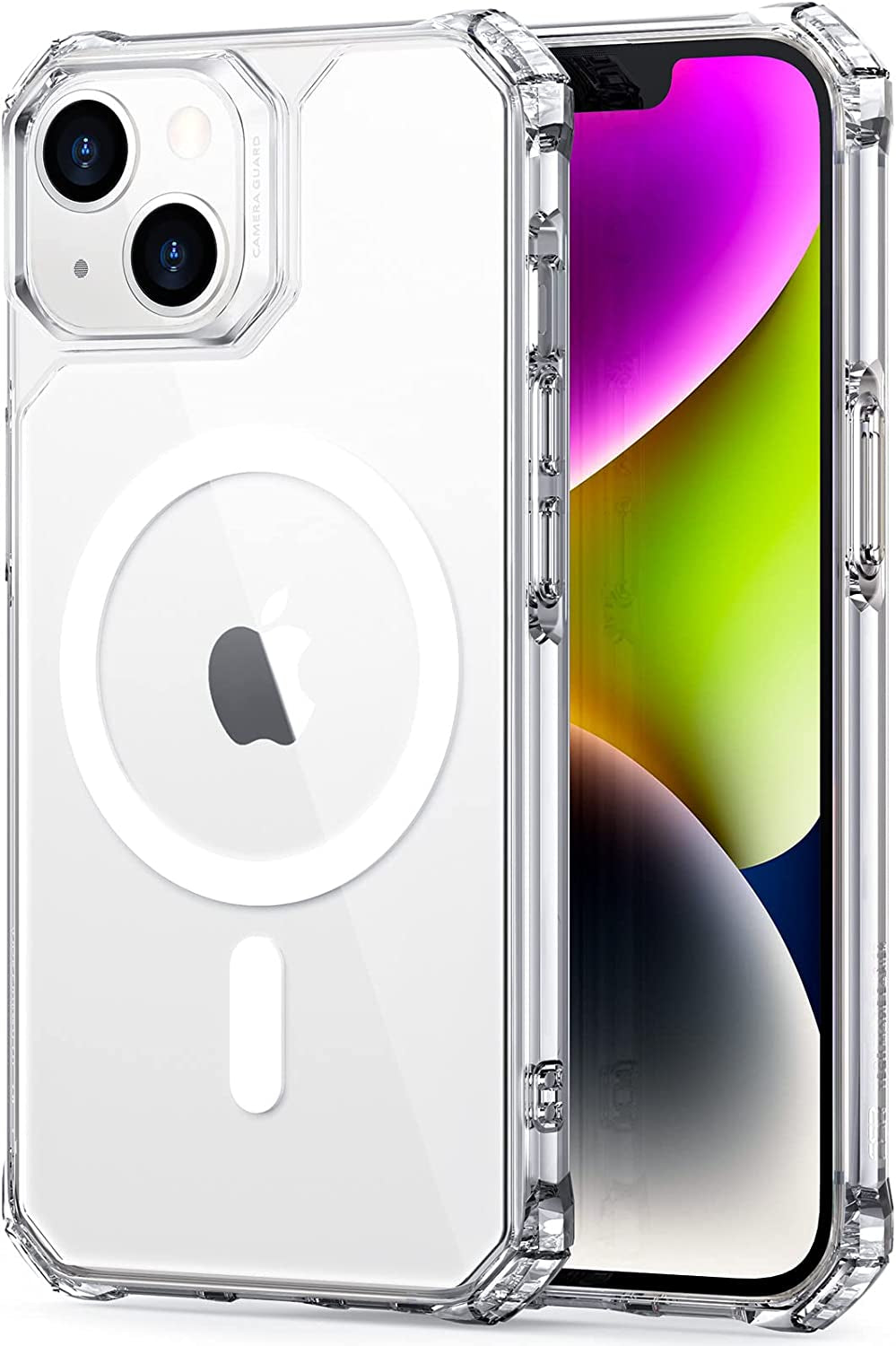 ESR for Iphone 14 Case/Iphone 13 Case, Compatible with Magsafe, Military-Grade Protection, Air-Guard Corners, Magnetic Phone Case for Iphone 14/13, Air Armor Magnetic Case (Halolock), Frosted Black  Electronic Silk Road Corp Clear  