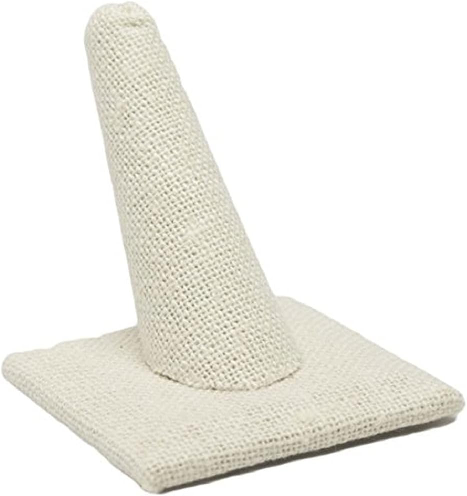 Novel Box® Single Finger Beige Linen Ring Stand Holder Jewelry Display 2X2X2 + NB Cleaning Cloth  Novel Box   