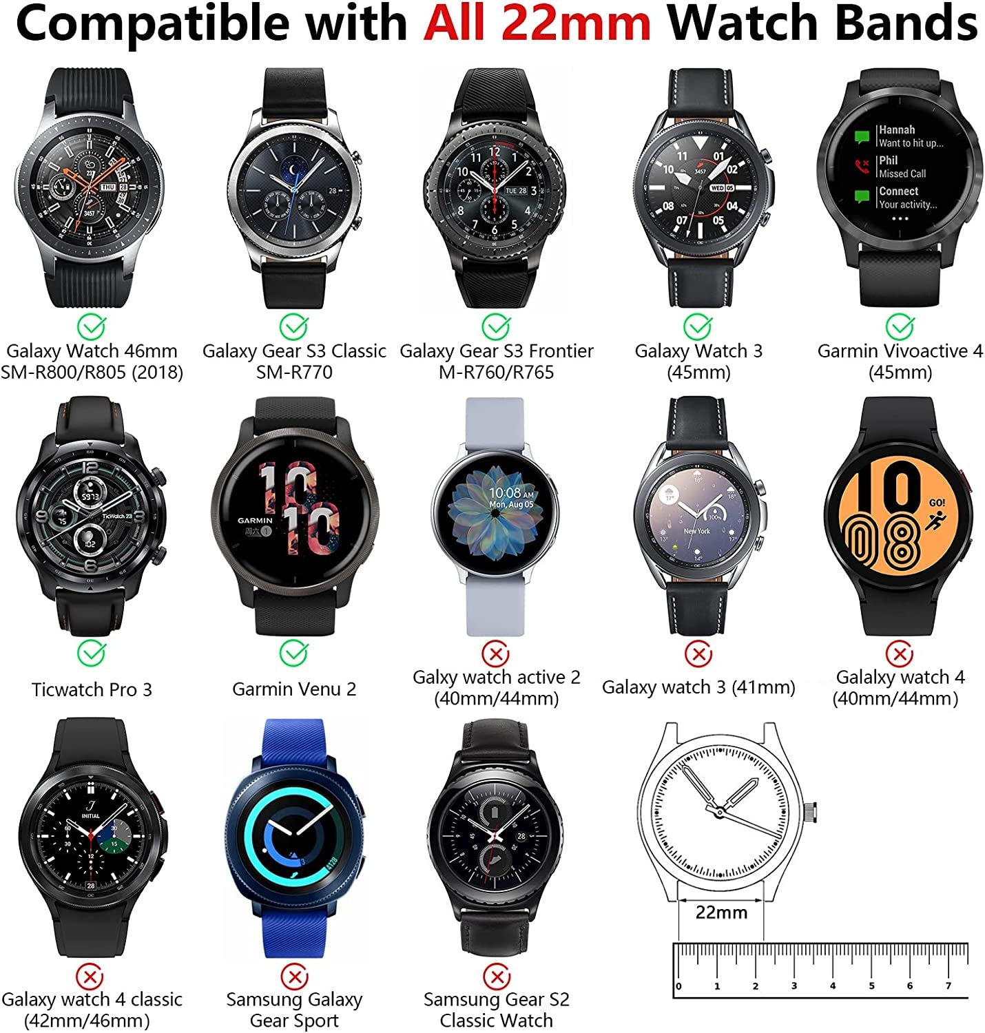 NAHAI 3 Pack Sport Bands Compatible with Samsung Galaxy Watch 46Mm/Gear S3 Frontier for Men Women, 22Mm Watch Band Silicone Quick Release Rubber Replacement Strap for Galaxy Watch 3 LTE (45Mm)  NAHAI   