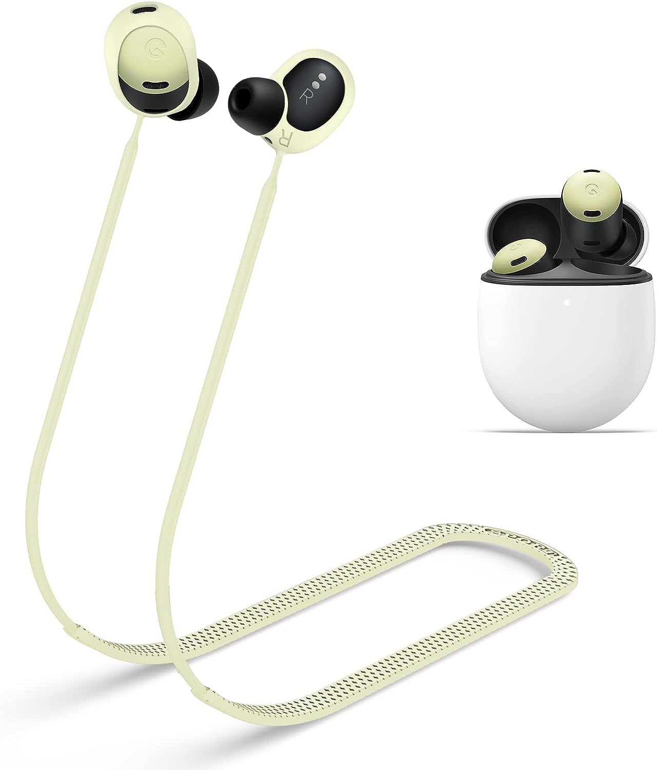 WOFRO Anti-Lost Strap for Google Pixel Buds Pro Earbuds (2022), Sports Soft Silicone Lanyard Accessories Compatible with Google Pixel Buds Pro - Noise Canceling Earbuds Neck Rope Cord (Black)  WOFRO Olive Green  