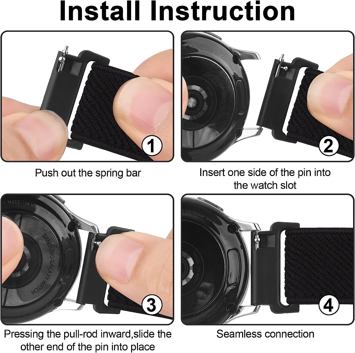 3 Pack Elastic Bands Compatible with Samsung Galaxy Watch 4 44Mm 40Mm, Samsung Galaxy Watch 4 Classic 46Mm 42Mm, 20Mm Adjustable Elastic Nylon Sport Stretchy Wristband for Women Men  Meliya   