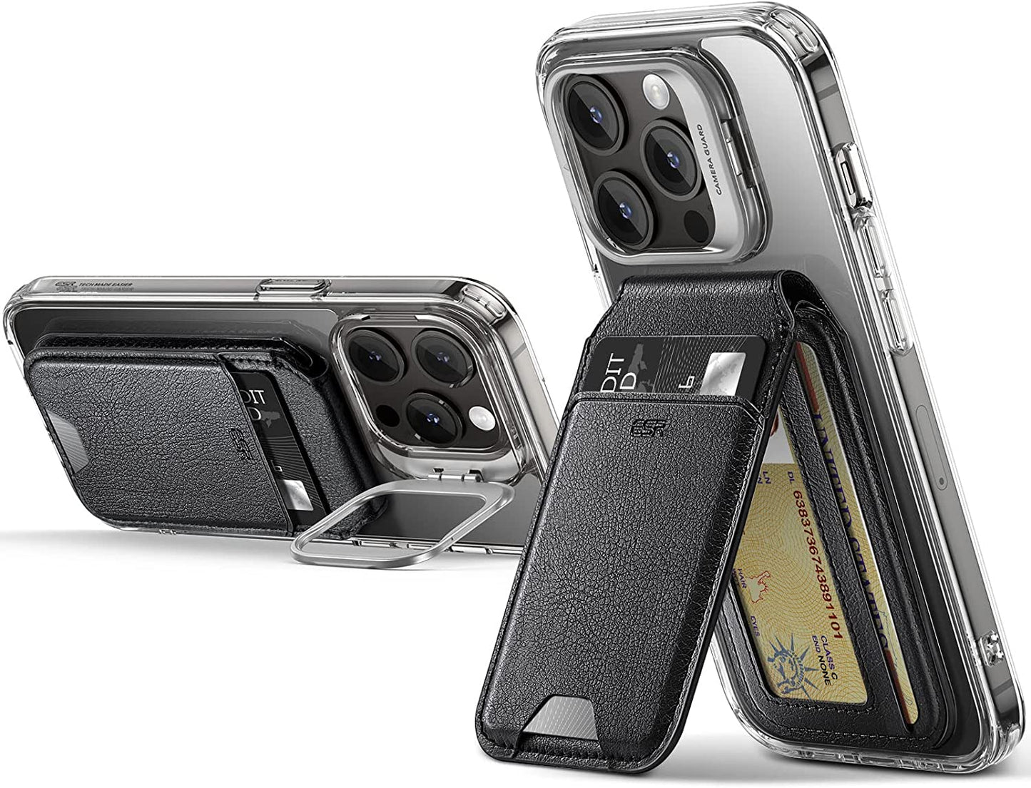ESR Halolock Magsafe Wallet and Clear Kickstand Case, Compatible with Iphone 14 Pro Max Case, Black Detachable Magsafe Wallet with Adjustable Stand, 3-Card Holder, Military-Grade Protection  ESR   
