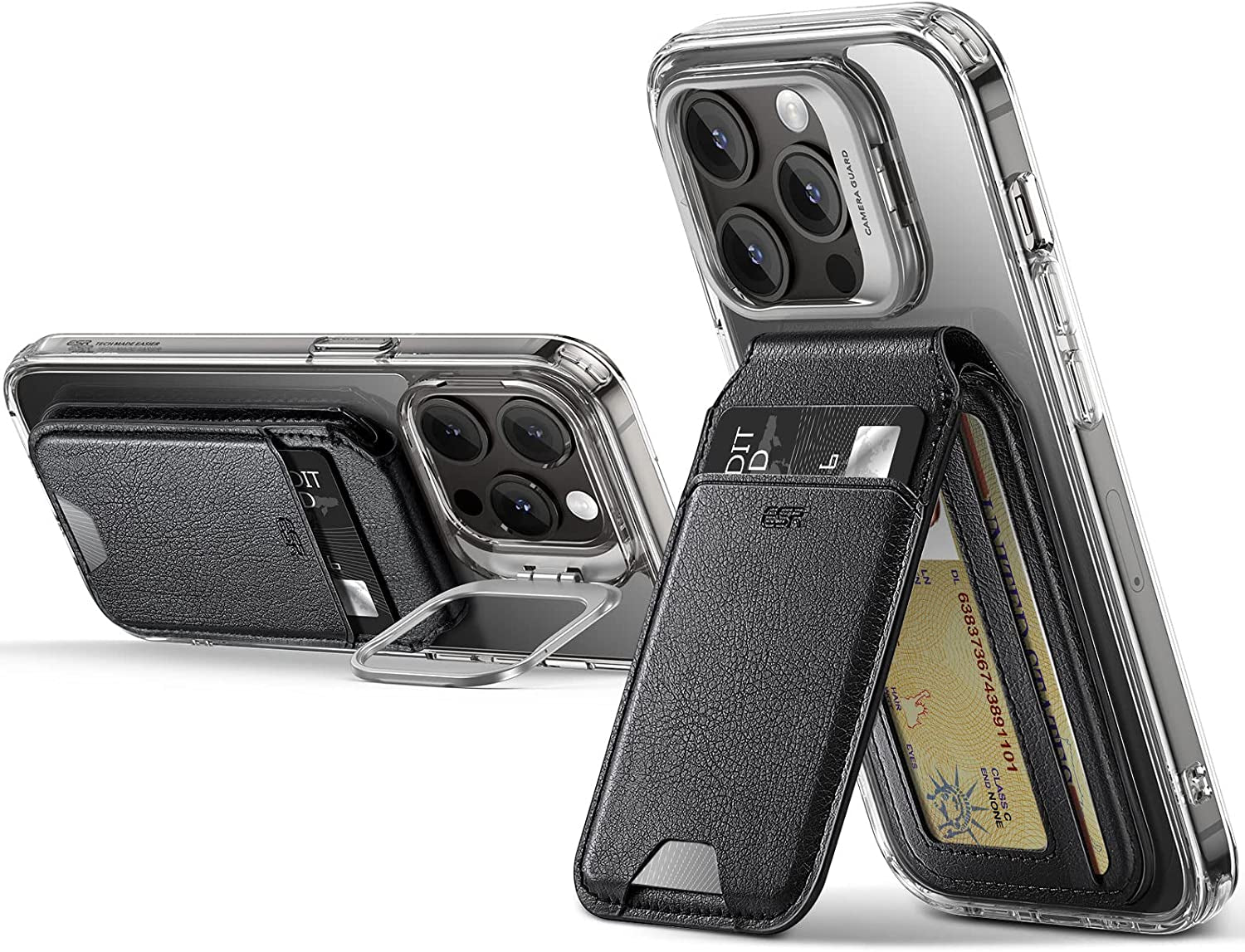 ESR Halolock Magsafe Wallet and Clear Kickstand Case, Compatible with Iphone 14 Pro Max Case, Black Detachable Magsafe Wallet with Adjustable Stand, 3-Card Holder, Military-Grade Protection  ESR   