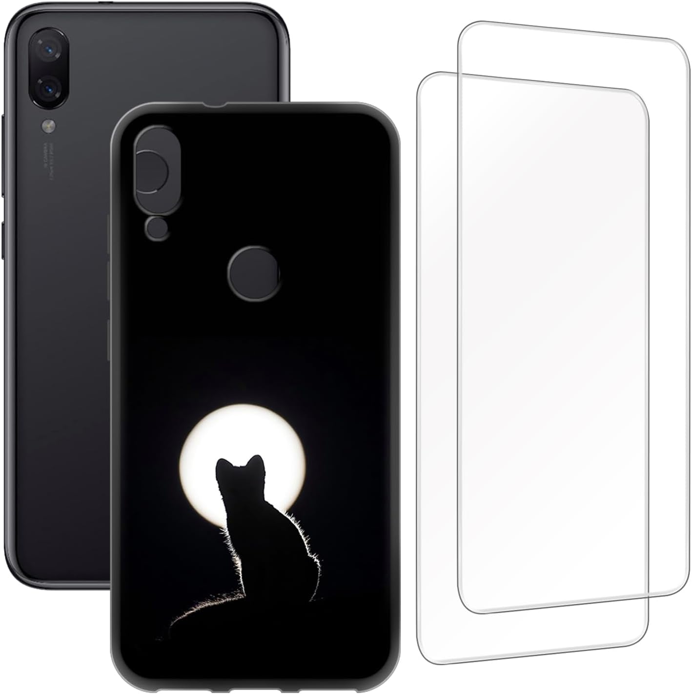 Zuitop Xiaomi Mi Play(5.84 Inch) Design Case with 2 Pack Tempered Glass Screen Protector,For Xiaomi Mi Play Slim Soft Silica Gel TPU Protective Cover.  Zuitop Cat  