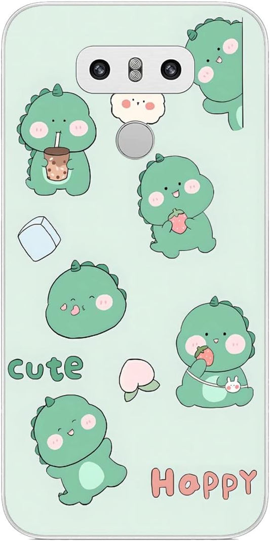 Compatible with LG G6 | LG G6+ | LG G6 plus Case Cute Cartoon Dinosaur 554 Kids Girls Women Man Soft Flexible TPU Silicone Phone Case Clear  PTGVCTA   