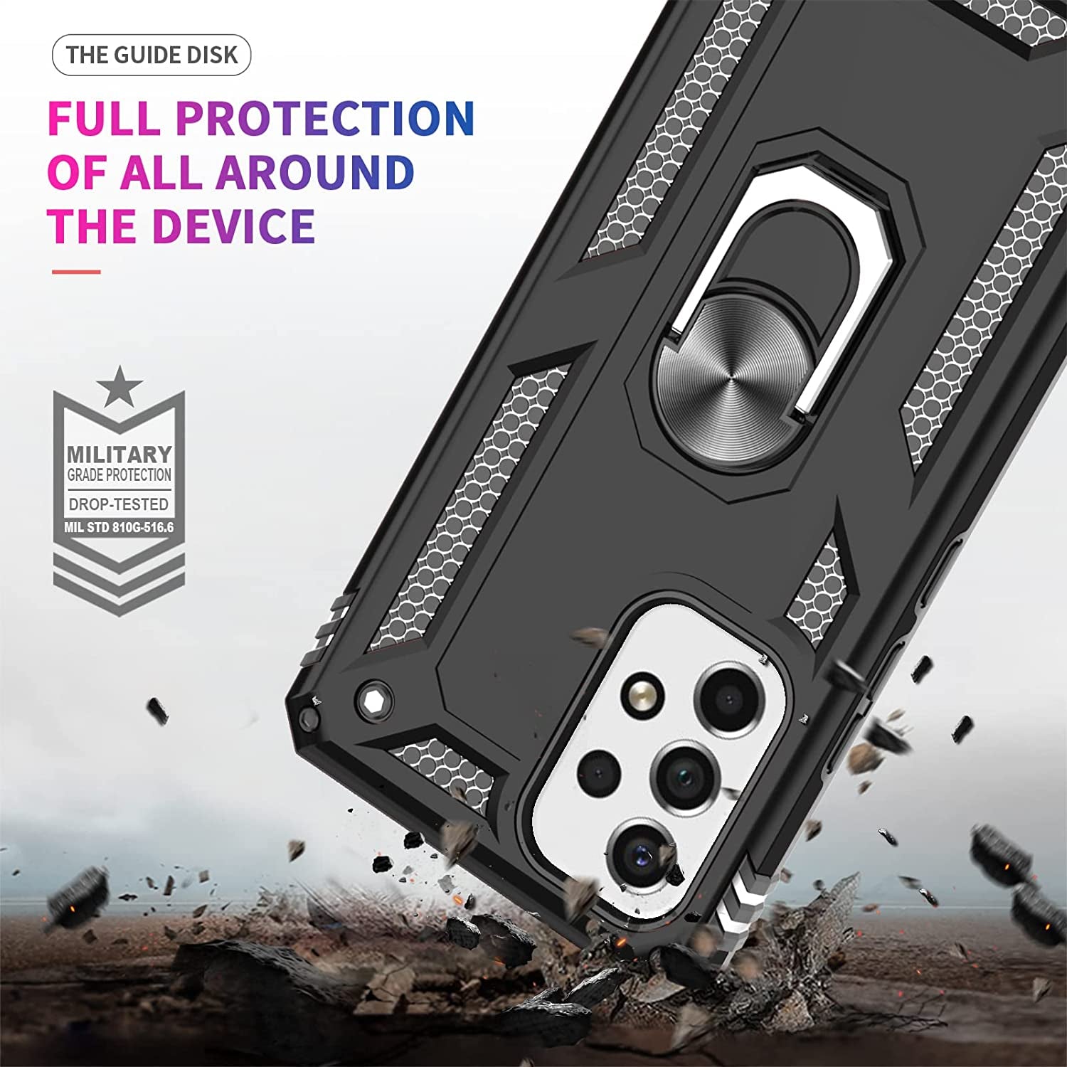 Leyi for Galaxy A53 5G Case with [2 Pack] Screen Protectors, A53 5G Case [Military-Grade] Shockproof Protective Case, Samsung Galaxy A53 Ring Kickstand Phone Cover Case for Samsung A53 5G, Black  LeYi   