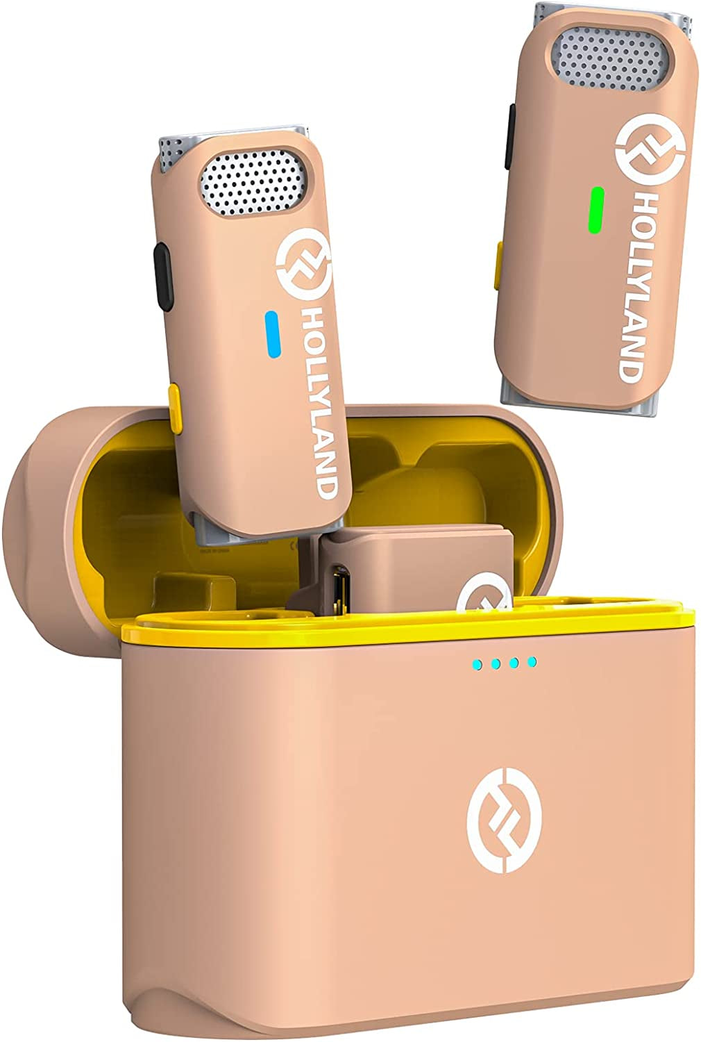 Hollyland Lark M1 Wireless Lavalier Microphone with Noise Cancellation, 656Ft Transmission,8H Battery Life, Compact Wireless Lapel Microphone System for DSLR Cameras/Iphone/Android/Live Streaming  HollyView Light Pink 2TX+1RX 