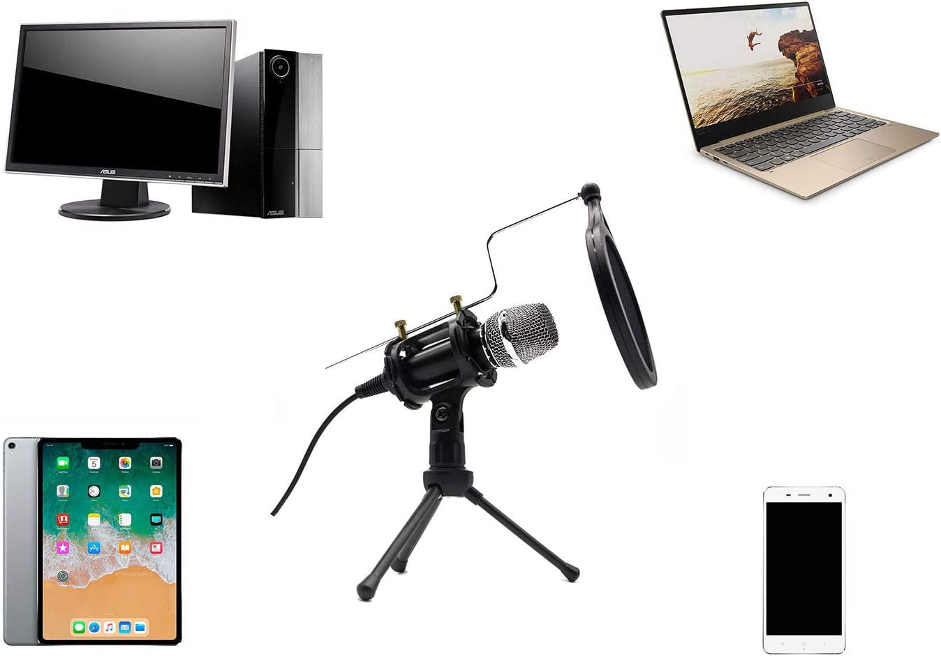 LOOYUAN Condenser Recording Microphone 3.5Mm Plug and Play PC Microphone, Broadcast Microphone for Computer Desktop Laptop MAC Windows Online Chatting Podcast Skype Youtube Game  LOOYUAN   