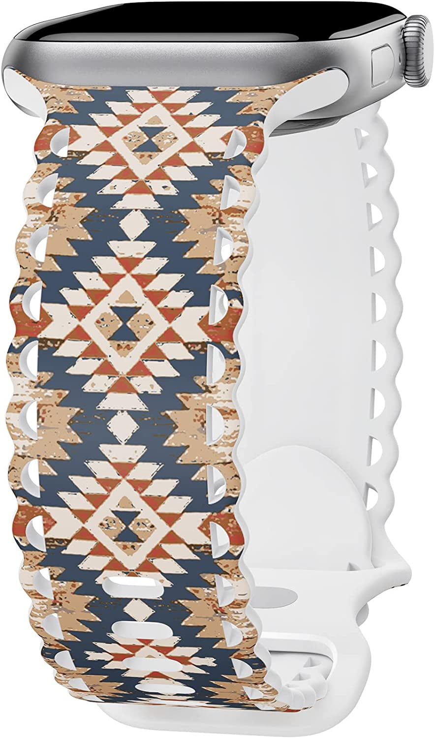 Upfurmach Compatible with Apple Watch Band 41Mm 40Mm 38Mm 49Mm 45Mm 44Mm 42Mm Women Girl, Rose Floral Print Lace Hollow-Out Soft Silicone Sport Bands for Iwatch Ultra SE Series 8 7 6 5 4 3 2 1, Rosb-38  UpfurMach D-Aztec 41mm/40mm/38mm 