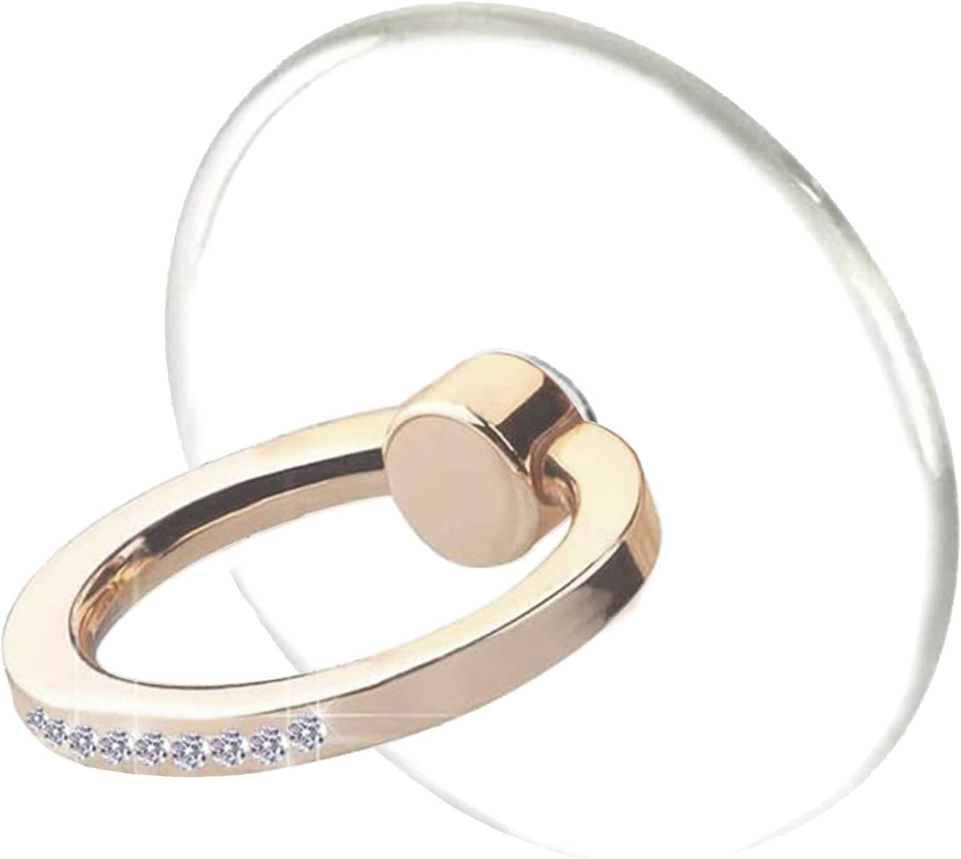 TACOMEGE Transparent Clear Phone Holder Ring Grips for Iphone Samsung Galaxy, Finger Ring Stand for Smartphones Tablets Cases (Round-Gold-Crystal)  TACOMEGE   