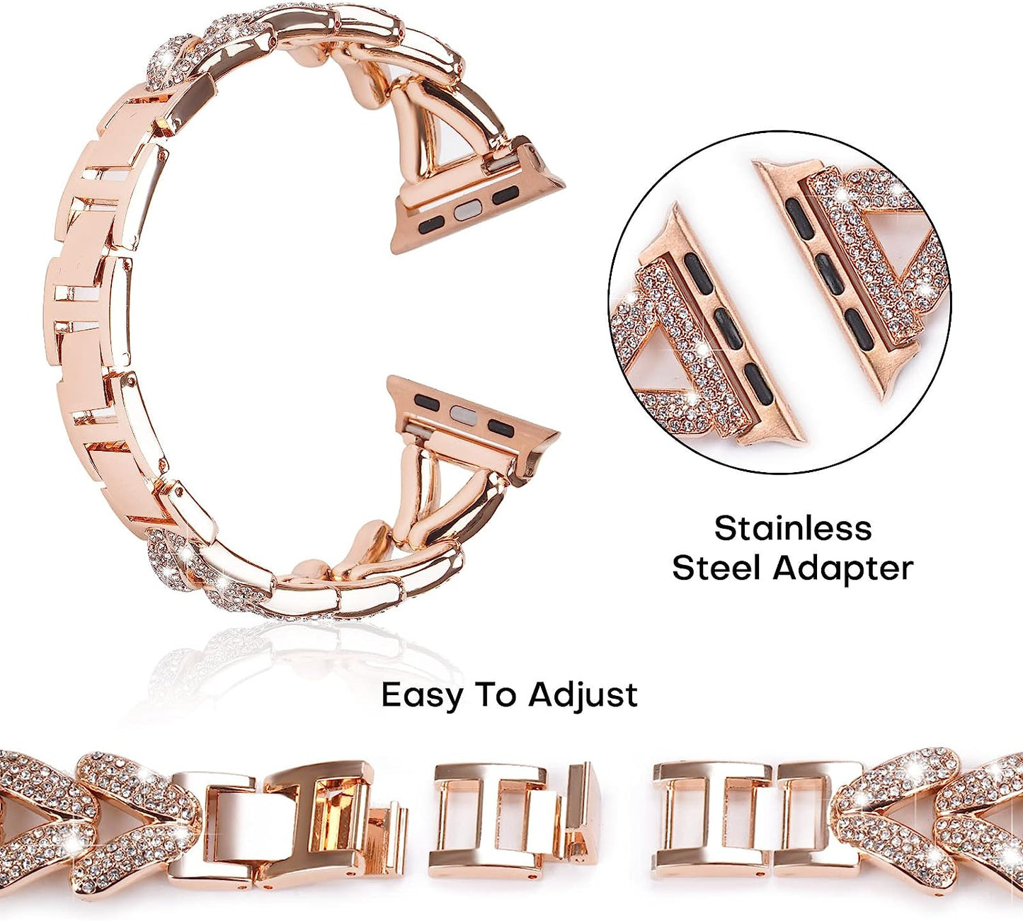 Add Bling to Your Watch with Our Metal Diamond Band - Compatible with Apple Watch Series 8/7/6/5/4/3/2/1/Se/Ultra- Shiny and Stylish for Women in Sizes 38Mm 40Mm 41Mm 42Mm 44Mm 45Mm 49Mm  Dnoivr   