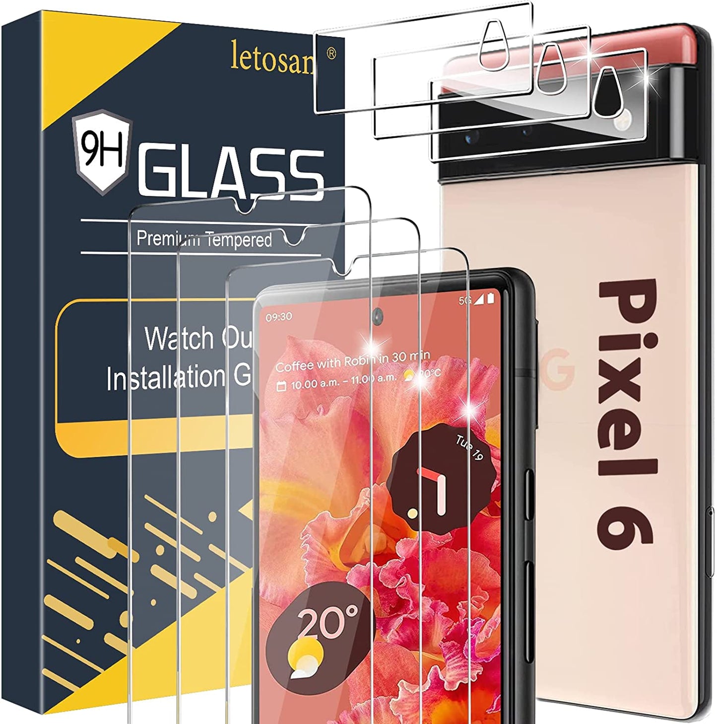 Letosan 3 Pack Galaxy S22 Ultra Screen Protector, HD Clear Tempered Glass, Fingerprint Unlock, 3D Curved, Scratch Resistant, Bubble-Free for Samsung Galaxy S22 Ultra 5G Glass Screen Protector  letosan Pixel 6  