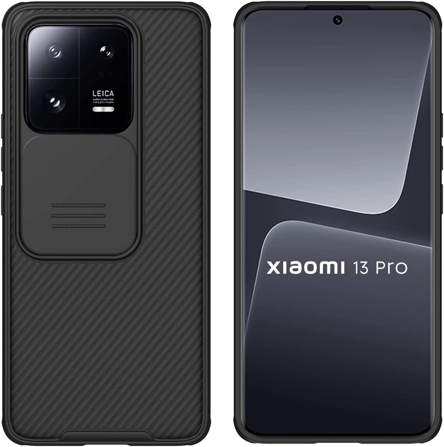 Miimall for Xiaomi 13 Case: Slide Camera Cover, Anti-Slip PC Slim Shockproof Phone Case for Xiaomi 13 5G (6.36") in Black  Miimall Xiaomi 13 Pro  