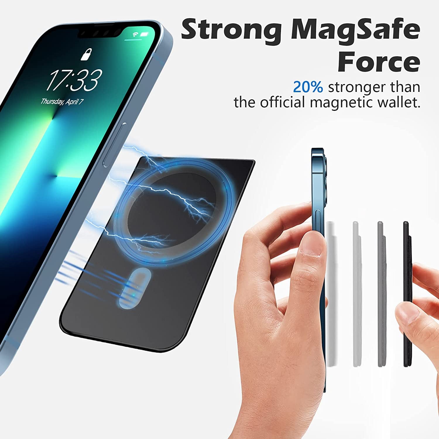 Imluckies Magnetic Wallet for Iphone Magsafe, Double Stretchy Fabric Pocket Wallet, Magnet Credit ID Card Wallet Holder for Iphone 14 Pro Max / 14 Pro / 14 plus / 14/13/12 Series Mini, Black  imluckies   