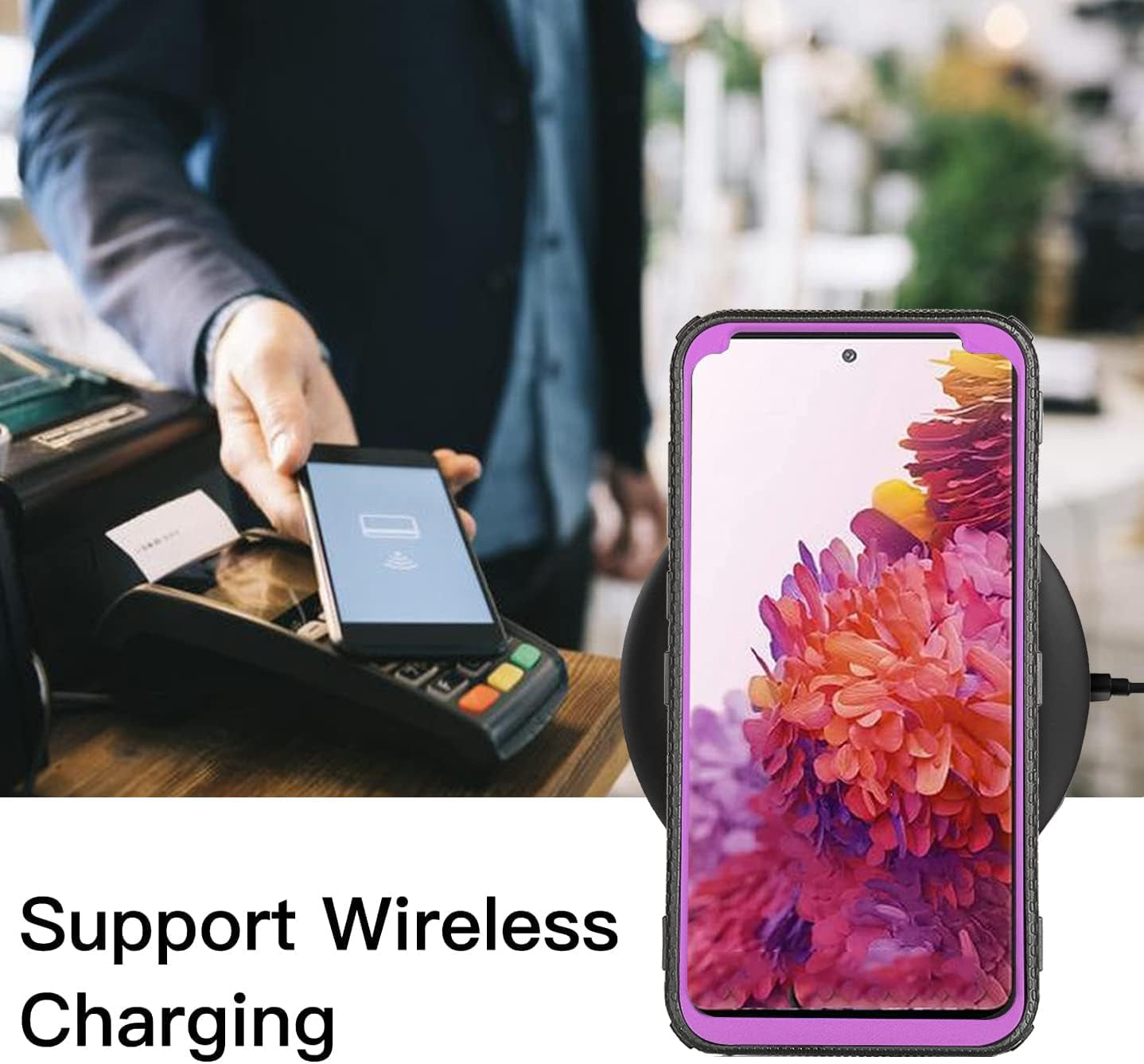 Asuwish Phone Case for LG G7 Thinq Cover Hybrid Shockproof Proof Full Body Protective Heavy Duty Cell Accessories LGG7 One G 7 plus LG7 Fit Lg7Thinq 7G Thin Q G7+ G7Thinq Lgg7Thinq Women Men Purple  Asuwish   