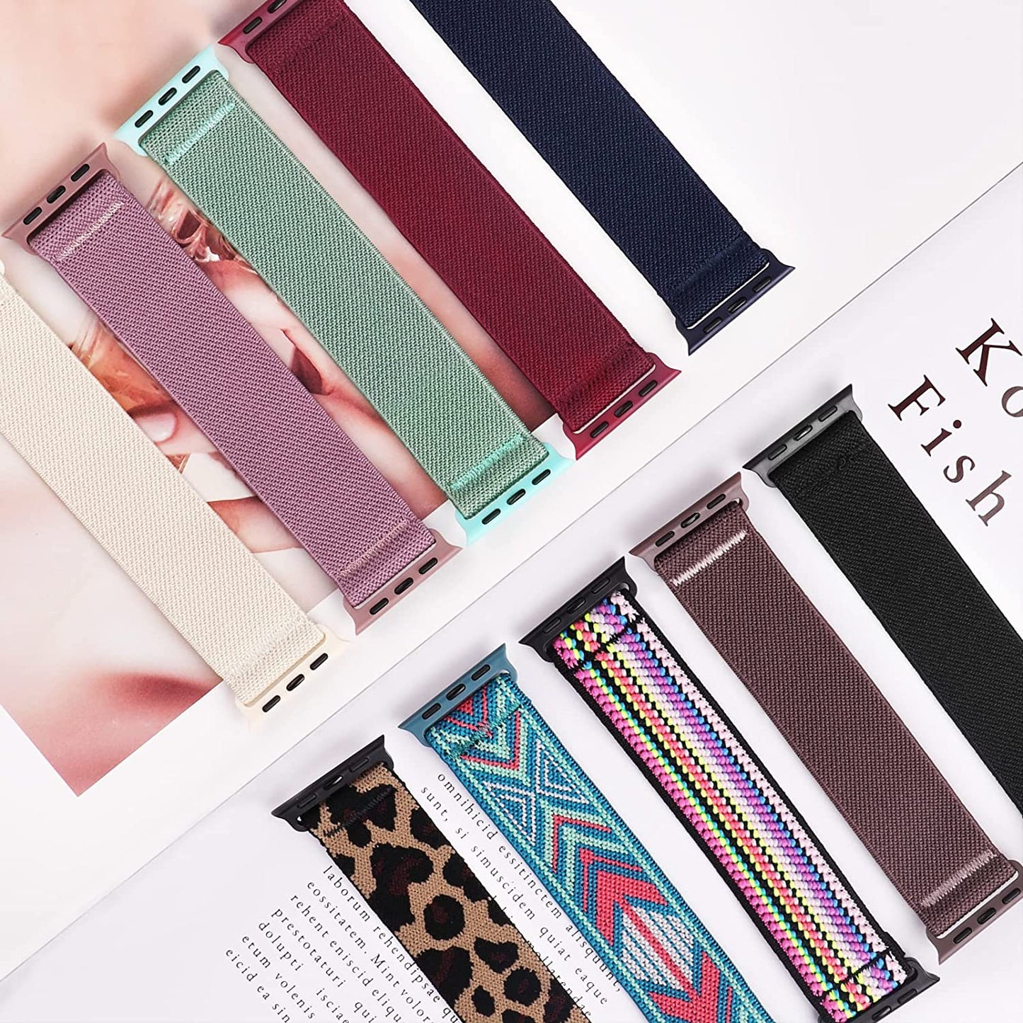 HILIMINY 10 Pack Stretchy Solo Loop Bands Compatible with Apple Watch 38Mm 40Mm 41Mm 42Mm 44Mm 45Mm 49Mm Men Women, Braided Elastic Nylon Sport No Buckles Straps for Iwatch Ultra SE Series 8 7 6 5 4 3 2 1  HILIMNY   